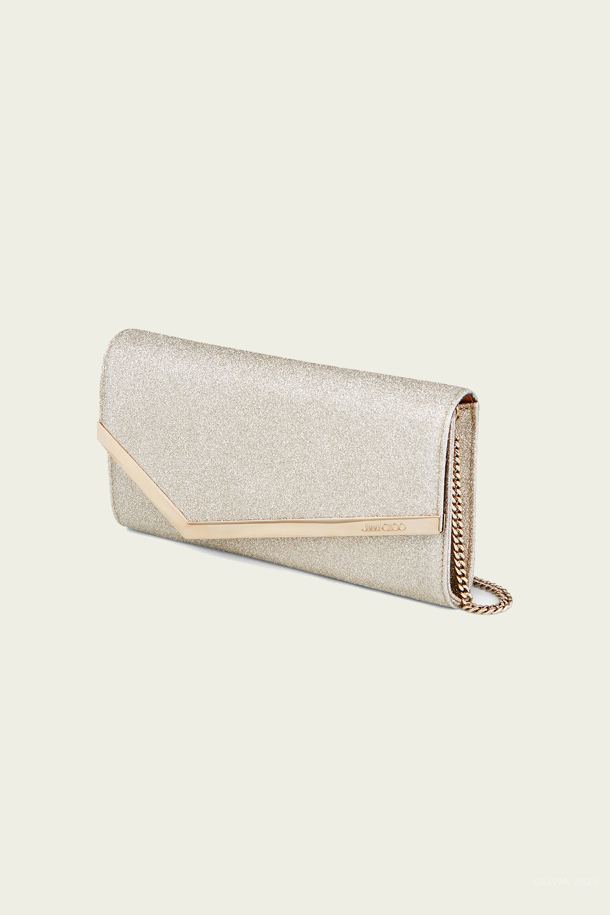 Emmie Dusty Glitter Clutch Bag in Platinum Ice