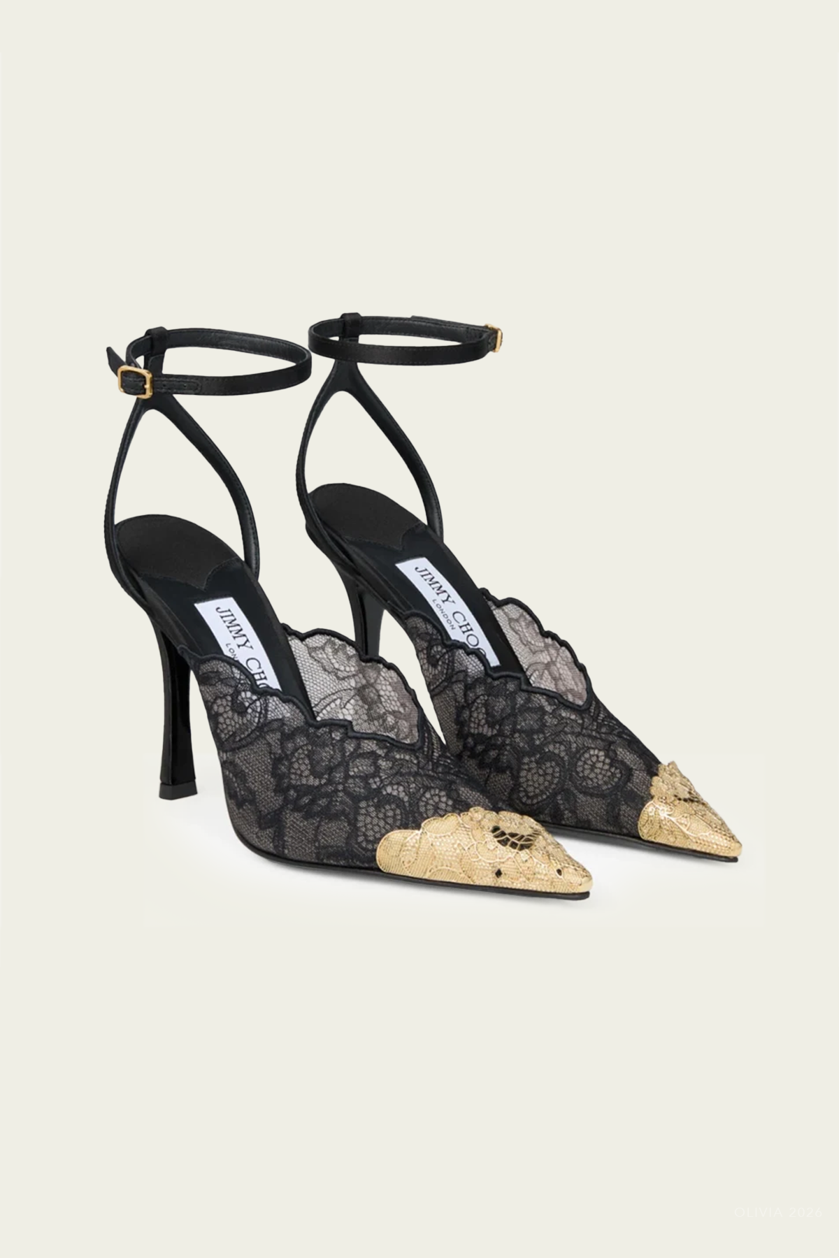 Faiz 100 Lace Pumps in Black Vintage Gold