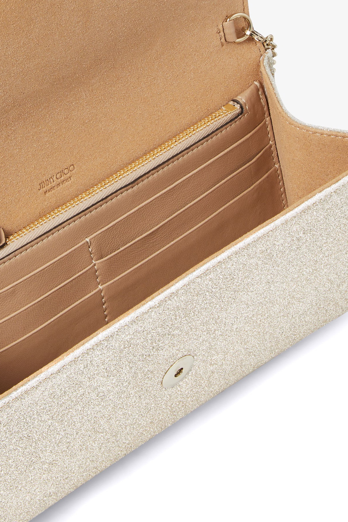 Emmie Dusty Glitter Clutch Bag in Platinum Ice