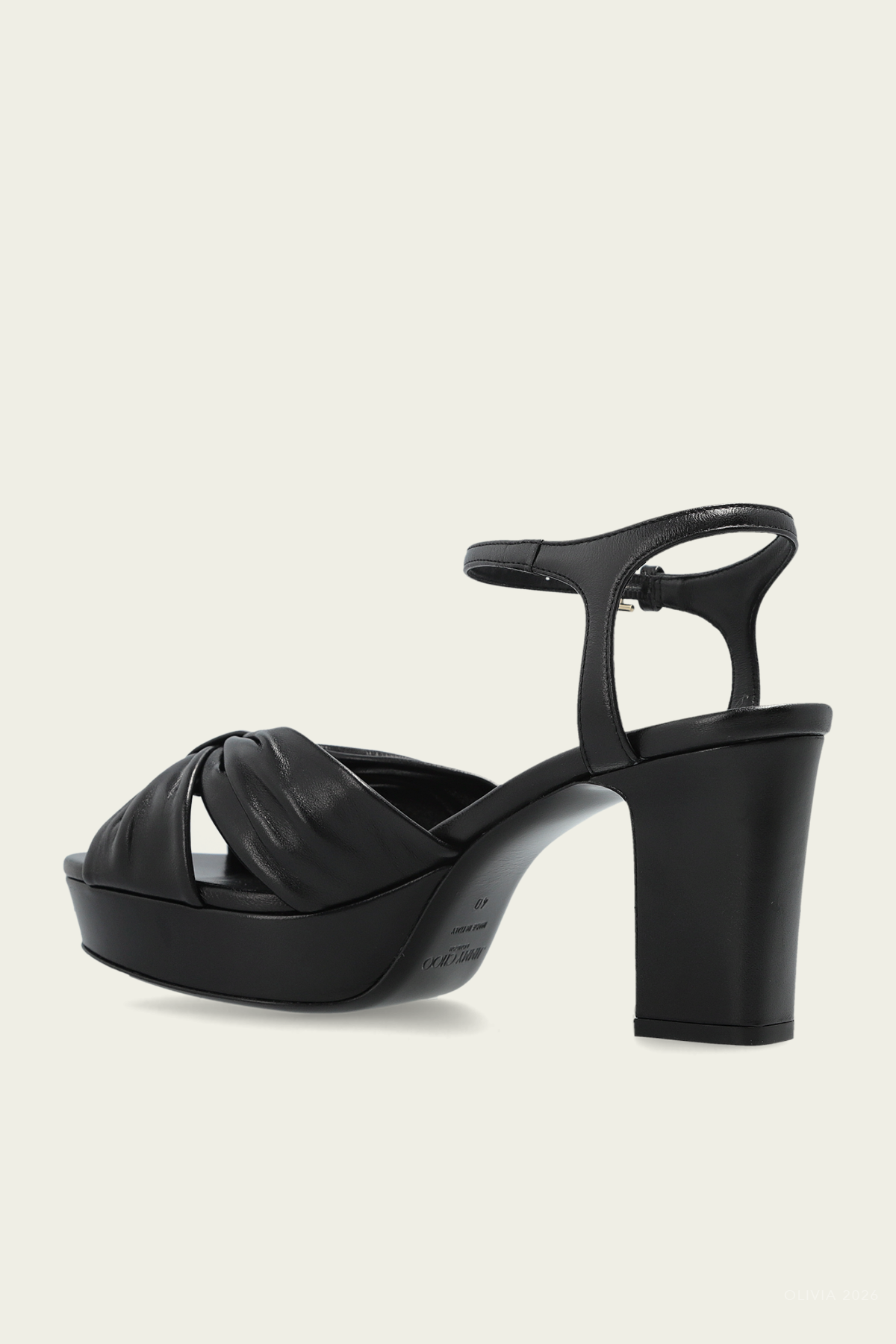Heloise 80 Leather Platform Sandals in Black