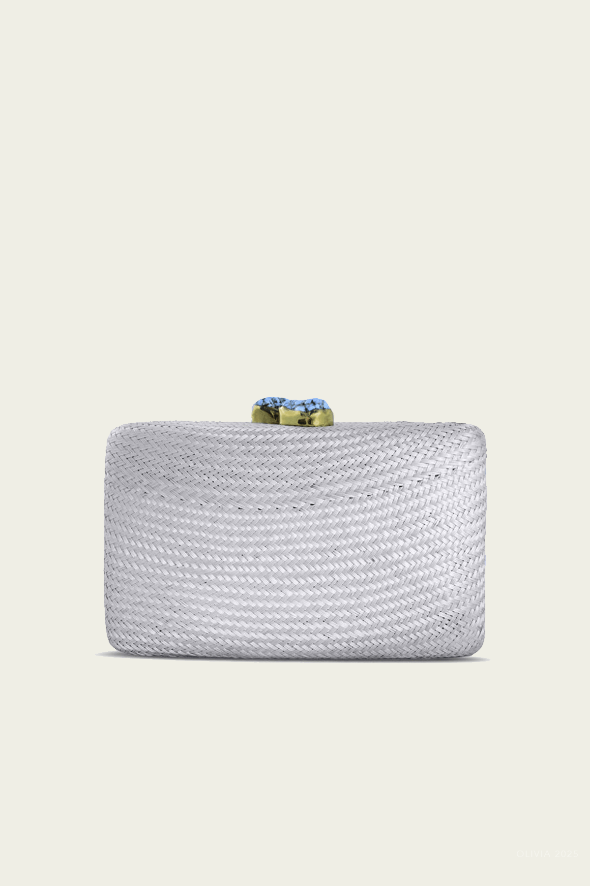 Jen Clutch with Turquoise Stone in Grey - shop - olivia.com