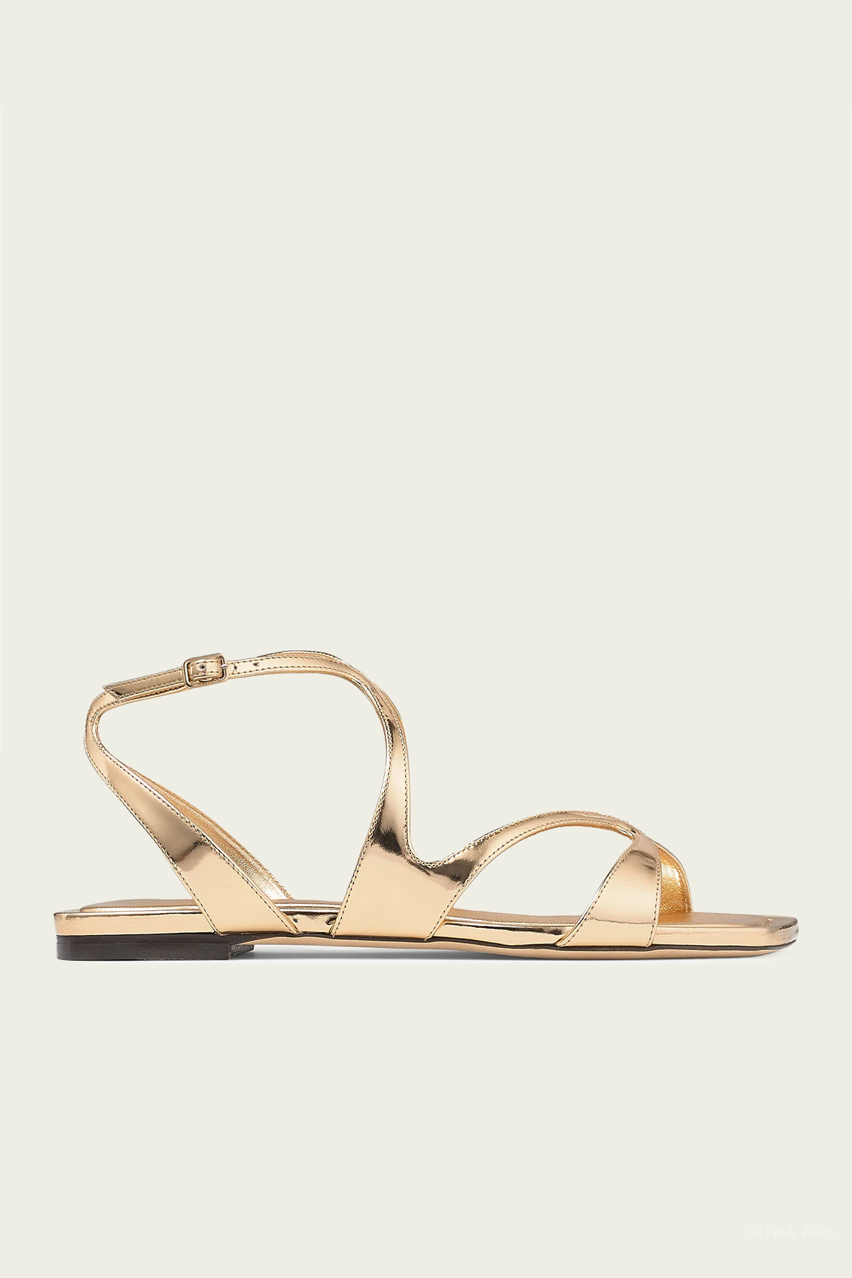 Ayla Metallic Leather Flats in Gold