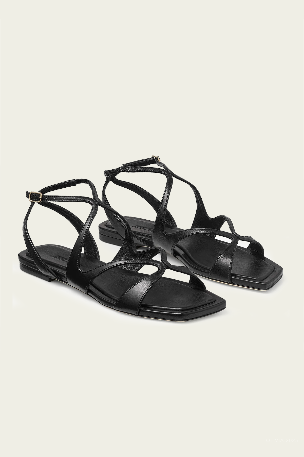 Ayla Nappa Leather Flats in Black
