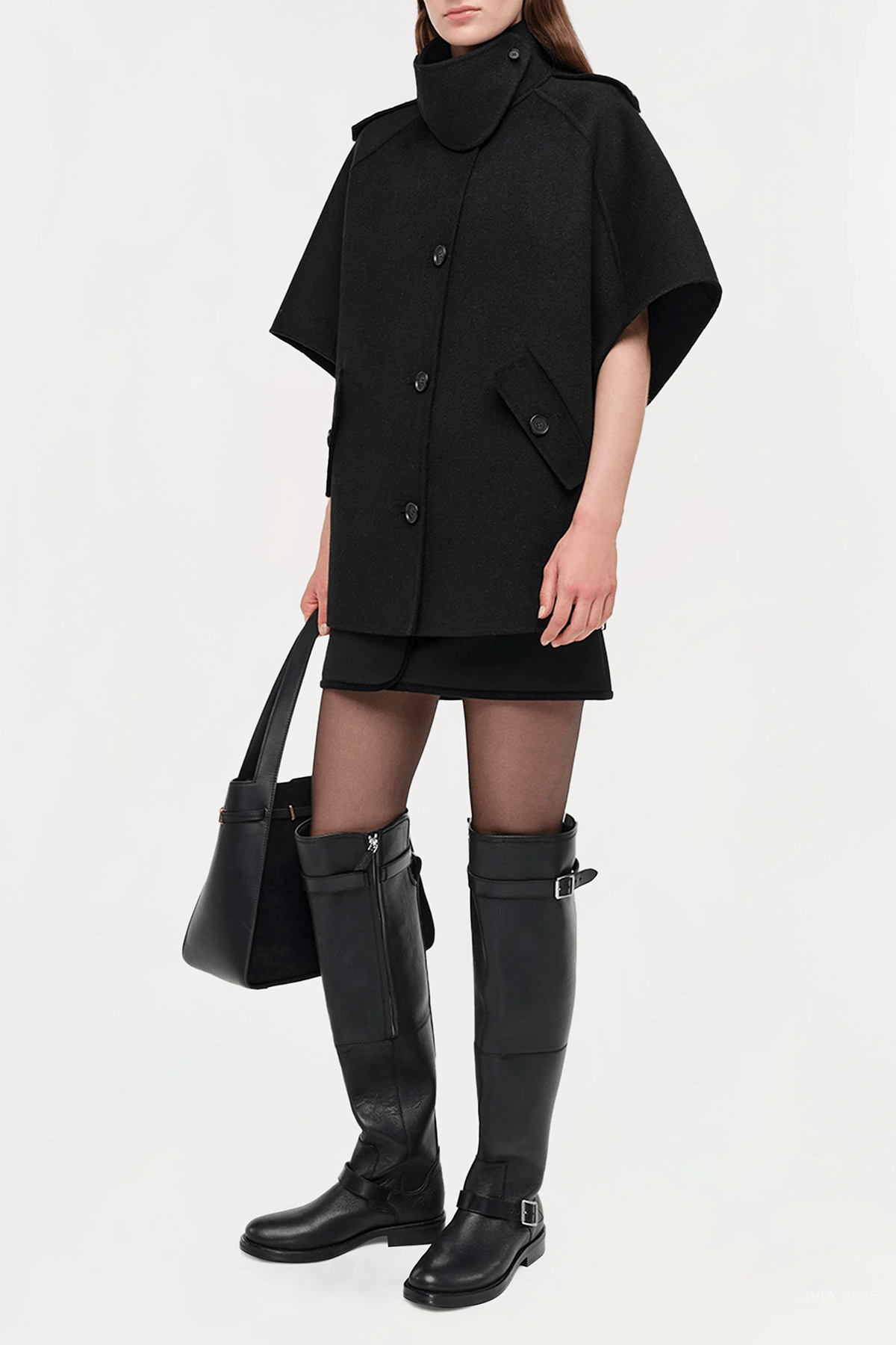 Jones Wool Cape Jacket in Black - shop - olivia.com