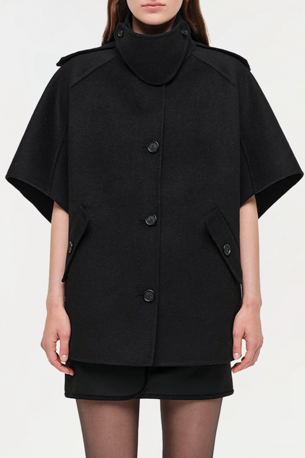 Jones Wool Cape Jacket in Black - shop - olivia.com