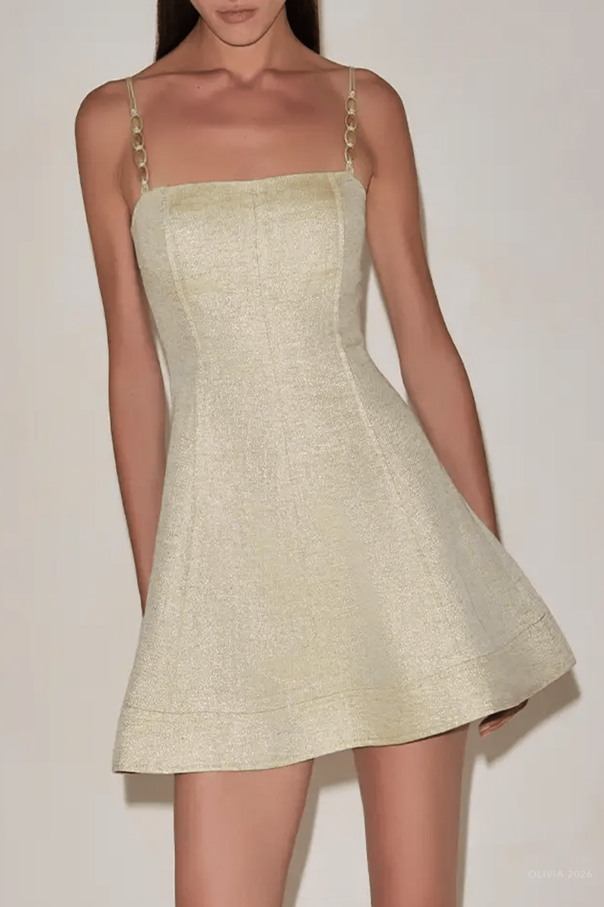 Josefin Mini Dress in Gold Mist - shop-olivia.com