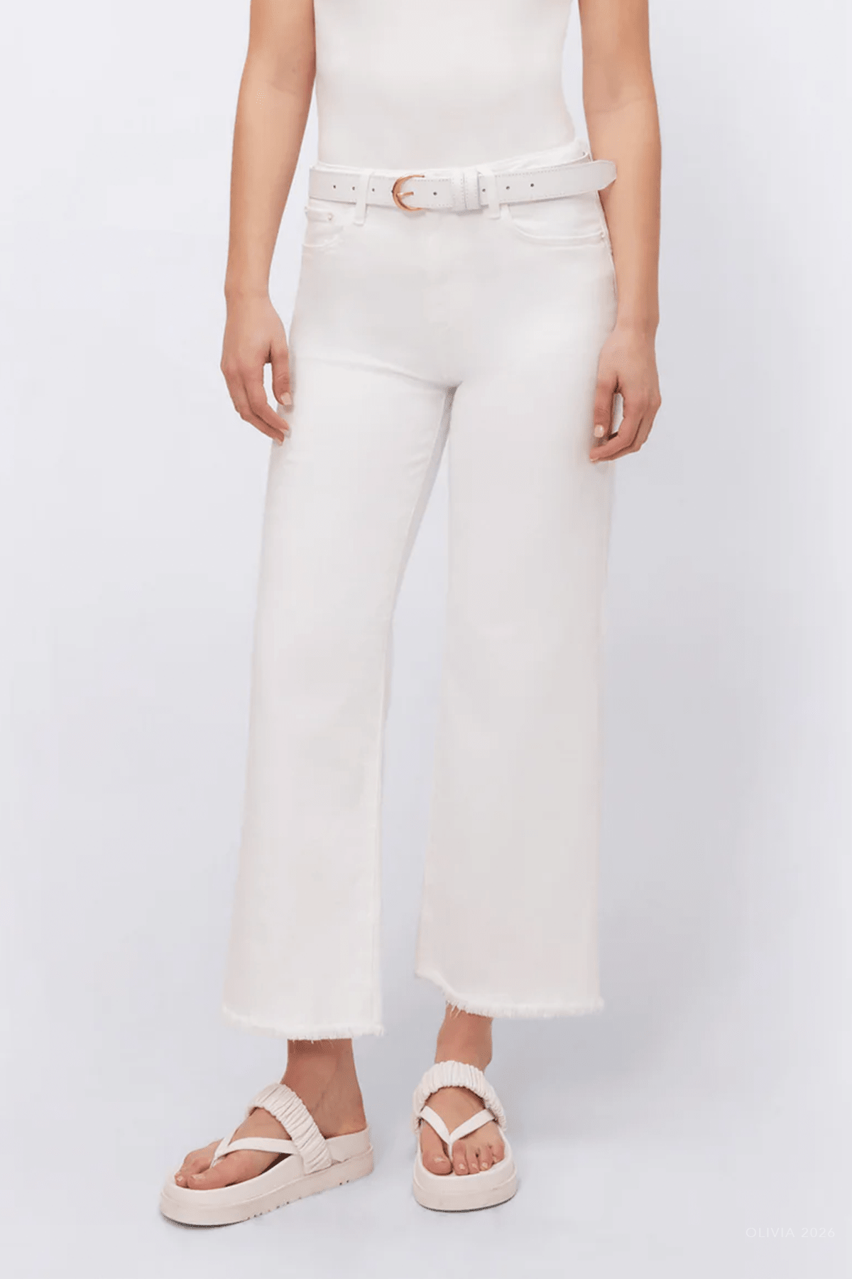 Jude Wide Leg Denim in White - shop - olivia.com