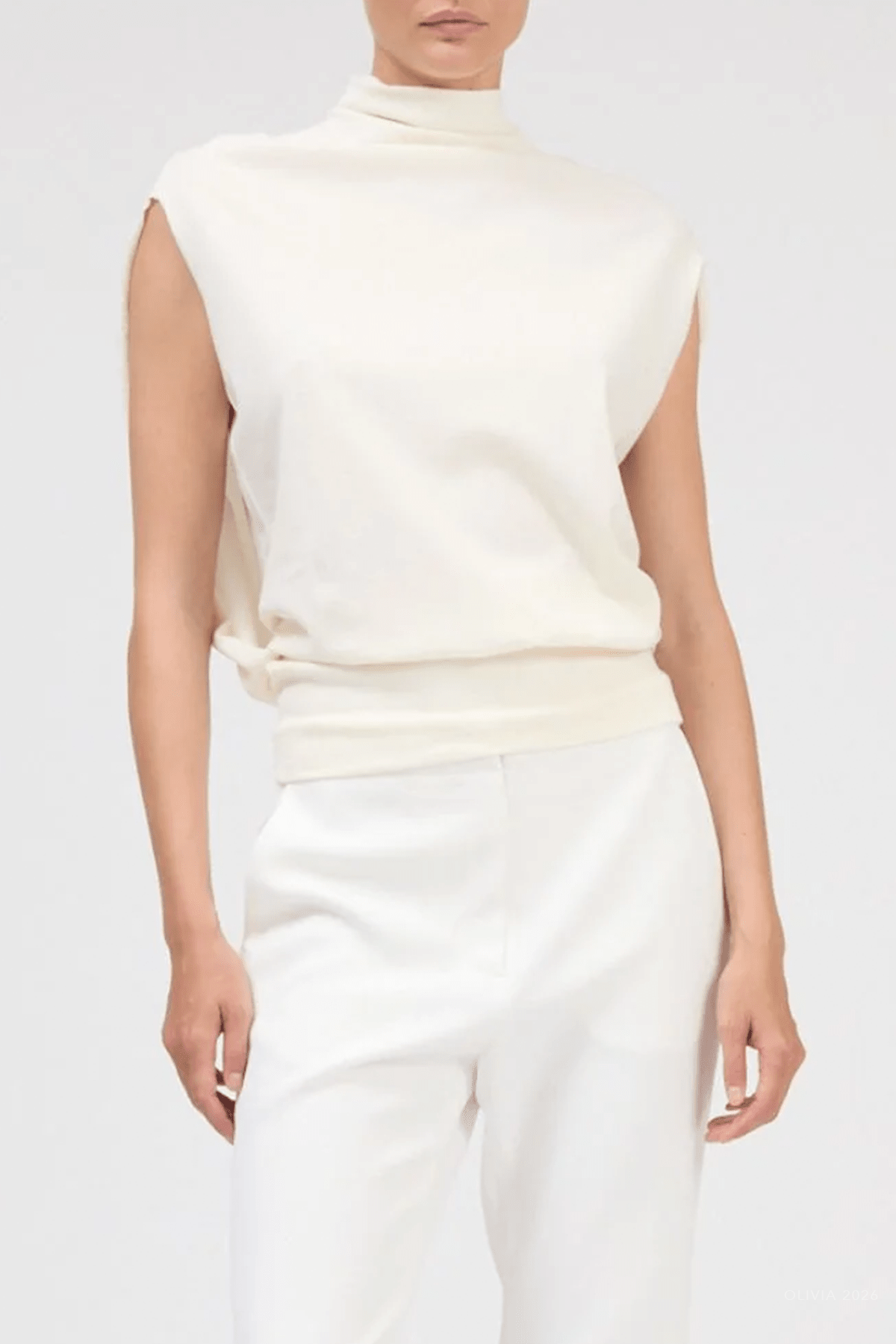 Juli Draped Cape Top in Ivory - shop-olivia.com
