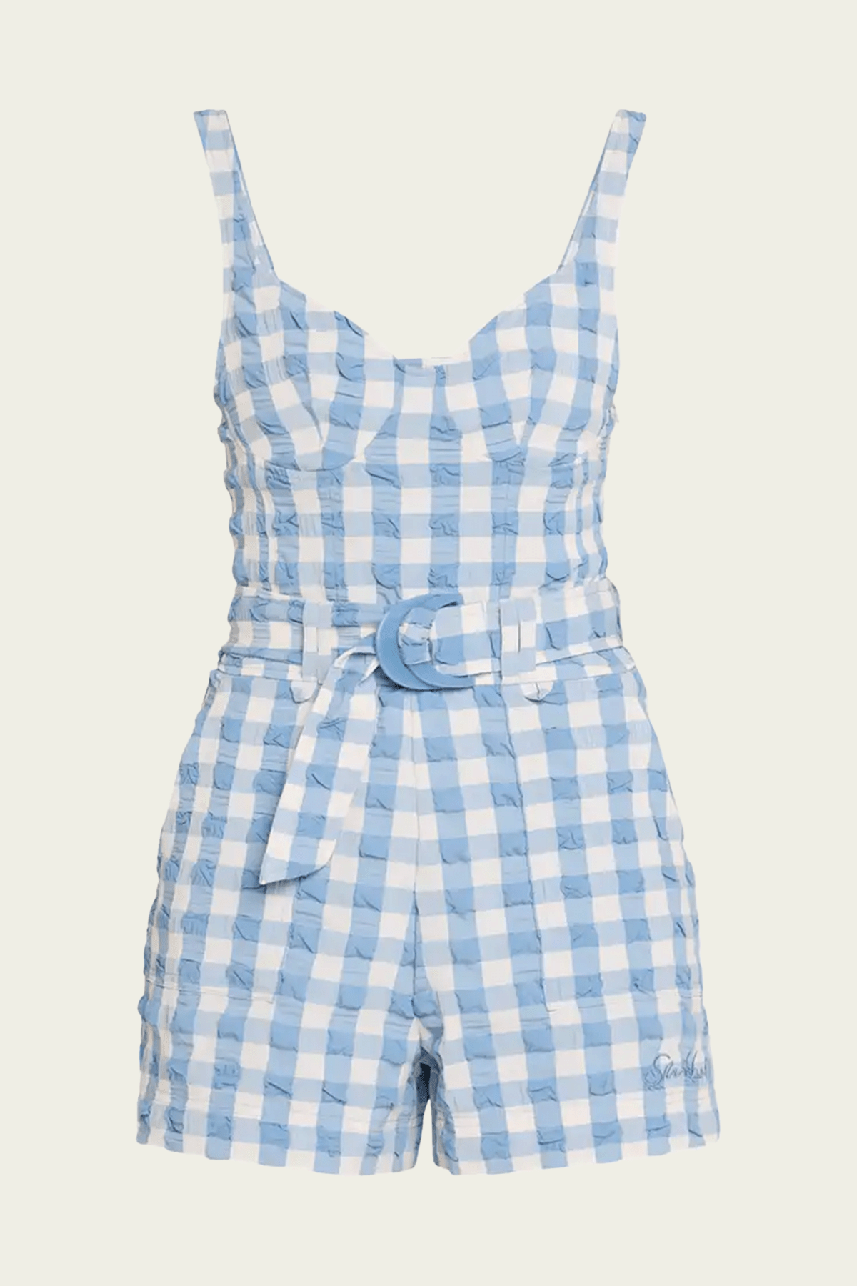 Kai Bustier Romper in Blue Hydrangea Gingham - shop - olivia.com