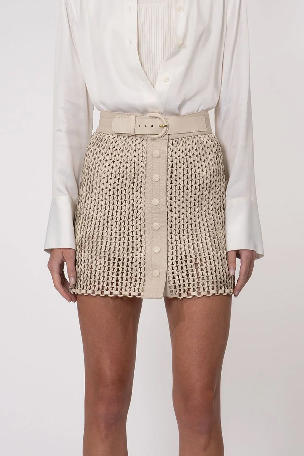 Kaiden Mini Skirt in Crema - shop-olivia.com