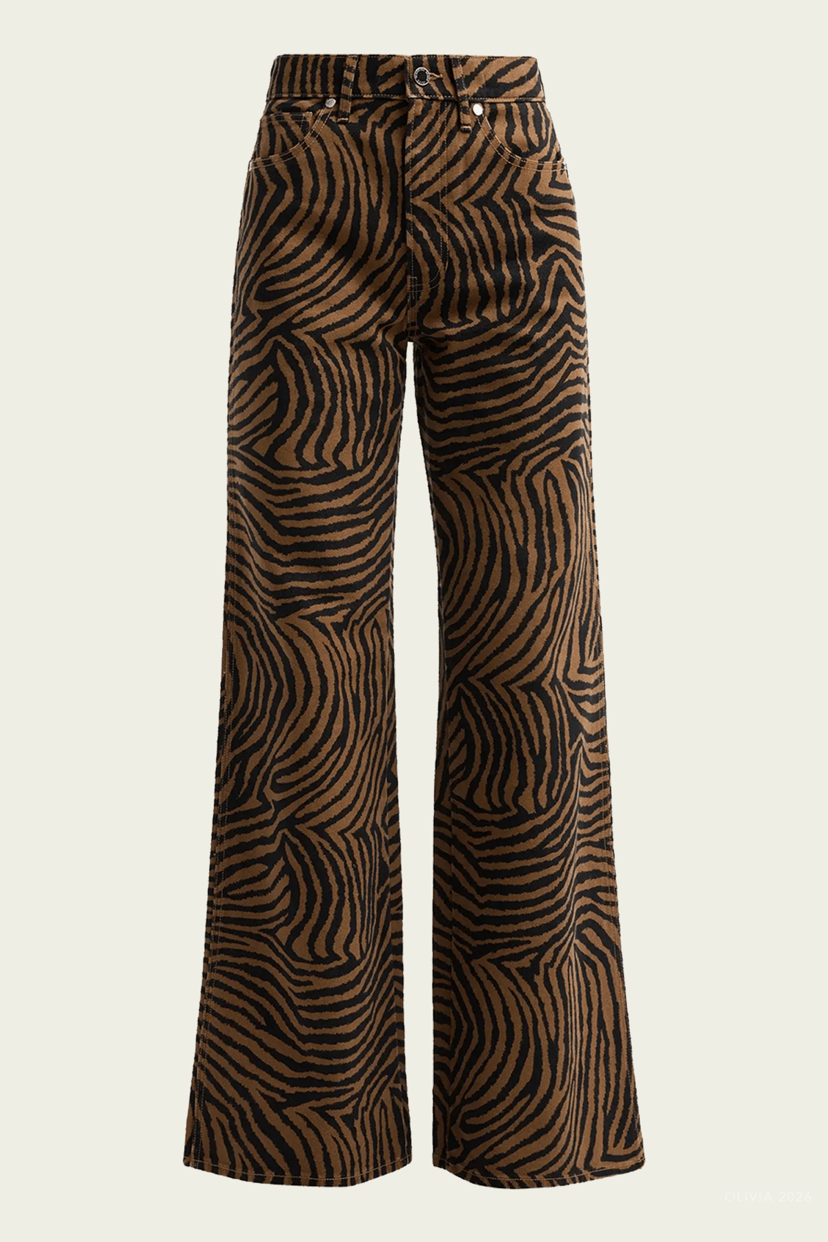 Kasey Ziger-Print Wide-Leg Jeans on Ochre Black - shop-olivia.com