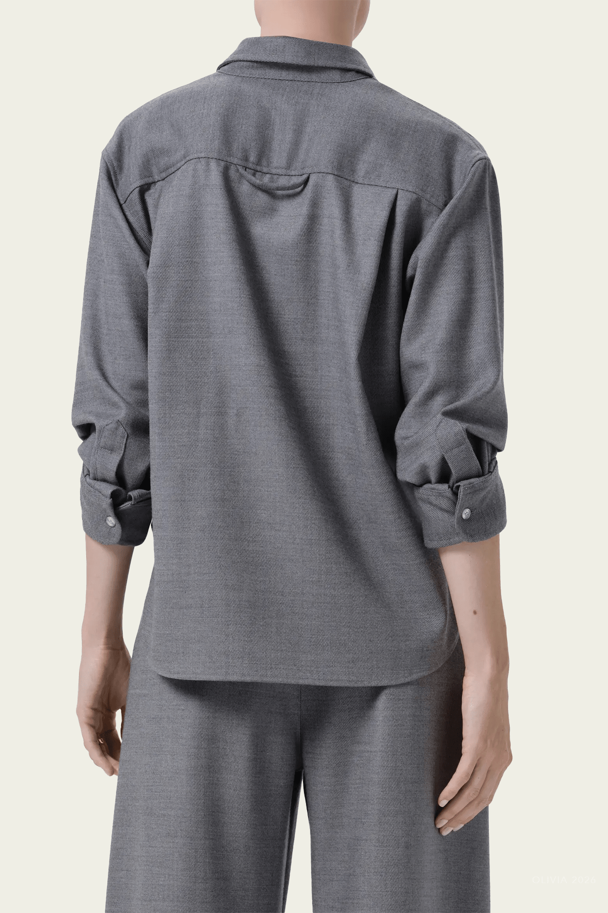 Kayla Shrunken Felted Wool Shirt in Gris - shop-olivia.com
