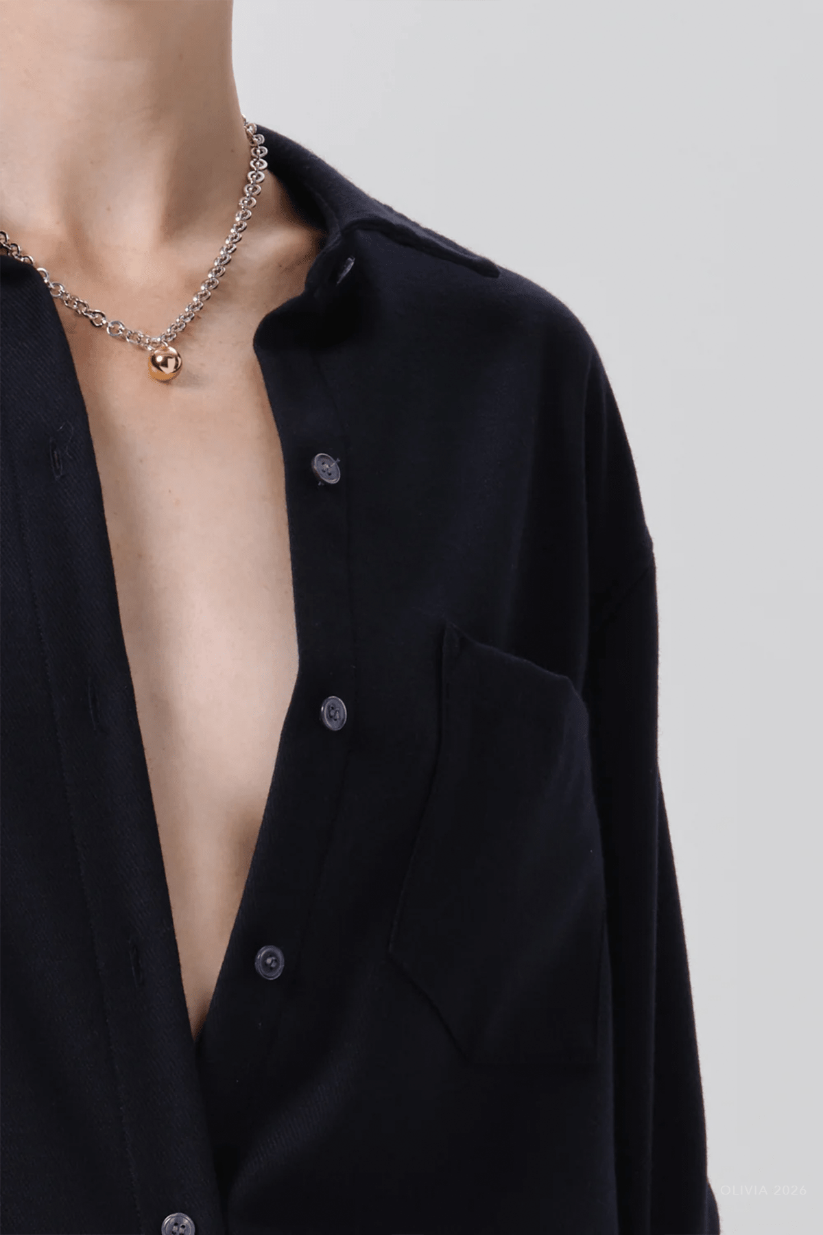 Kayla Shrunken Felted Wool Shirt in Navy - shop-olivia.com