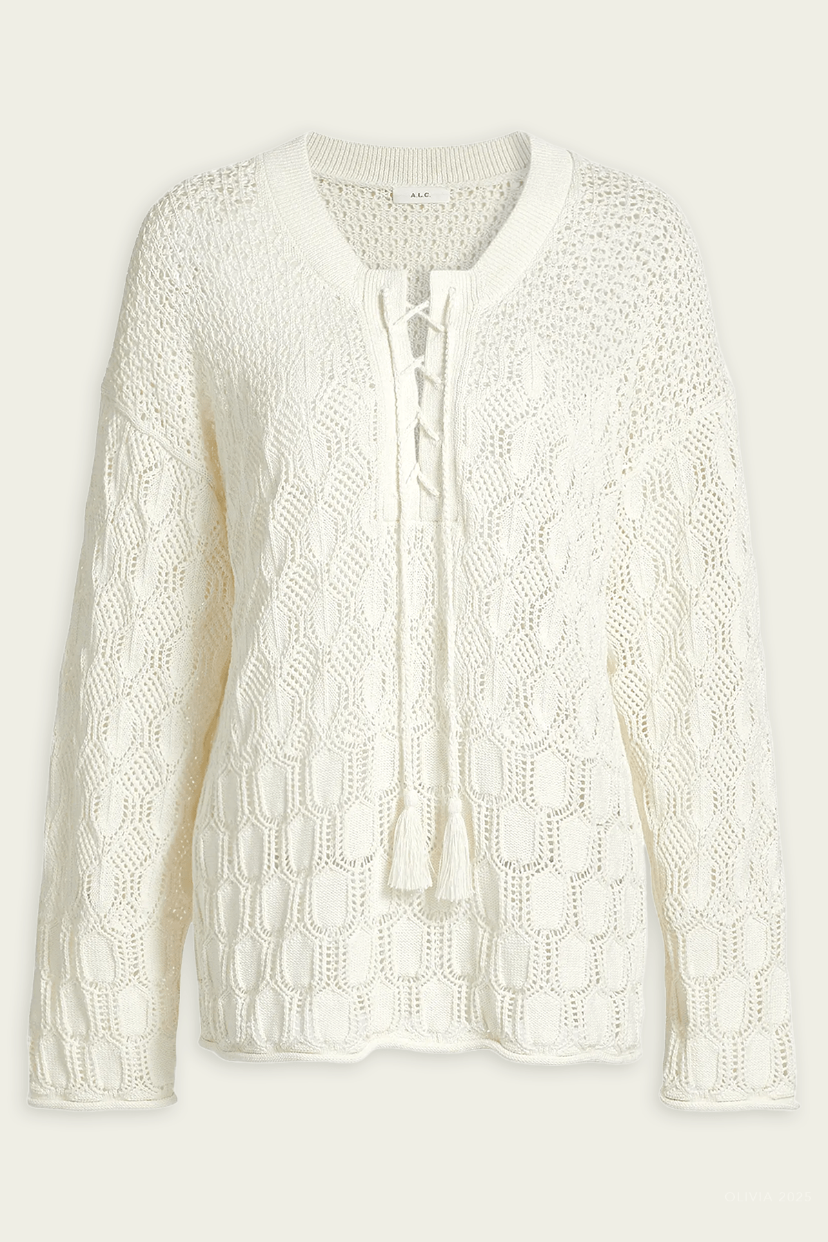 Keri Crochet Knit Sweater in Off - White - shop - olivia.com