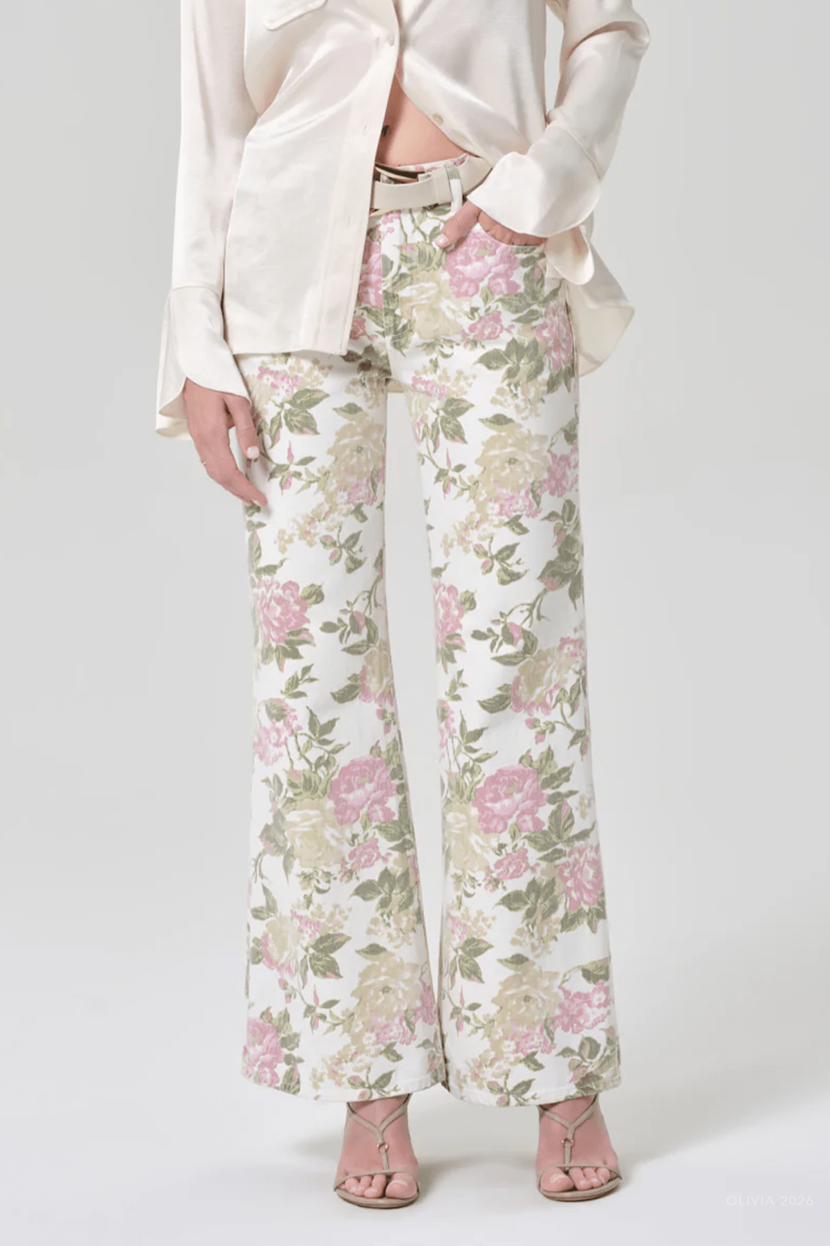 Kimberly 70's Flare in English Rose - shop - olivia.com