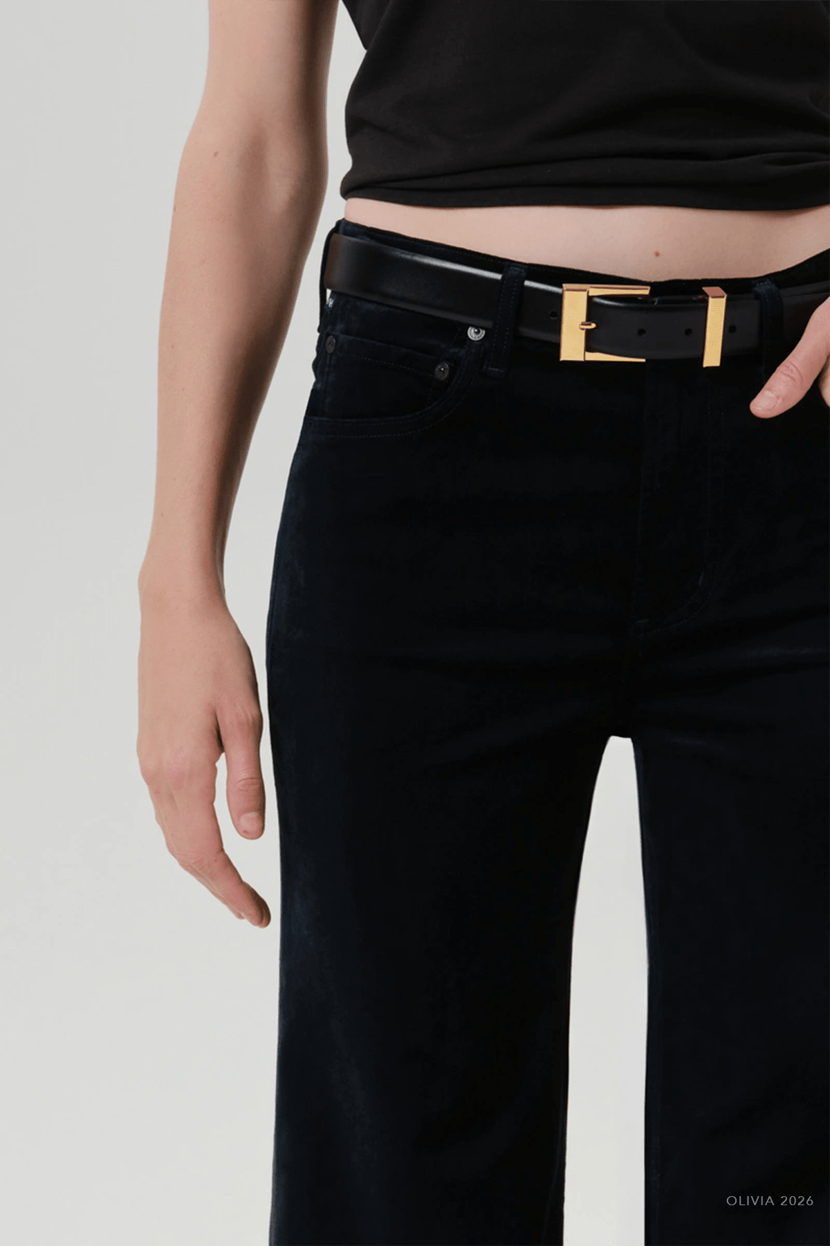 Kimberly 70's Flare Velvet in Moss - shop-olivia.com
