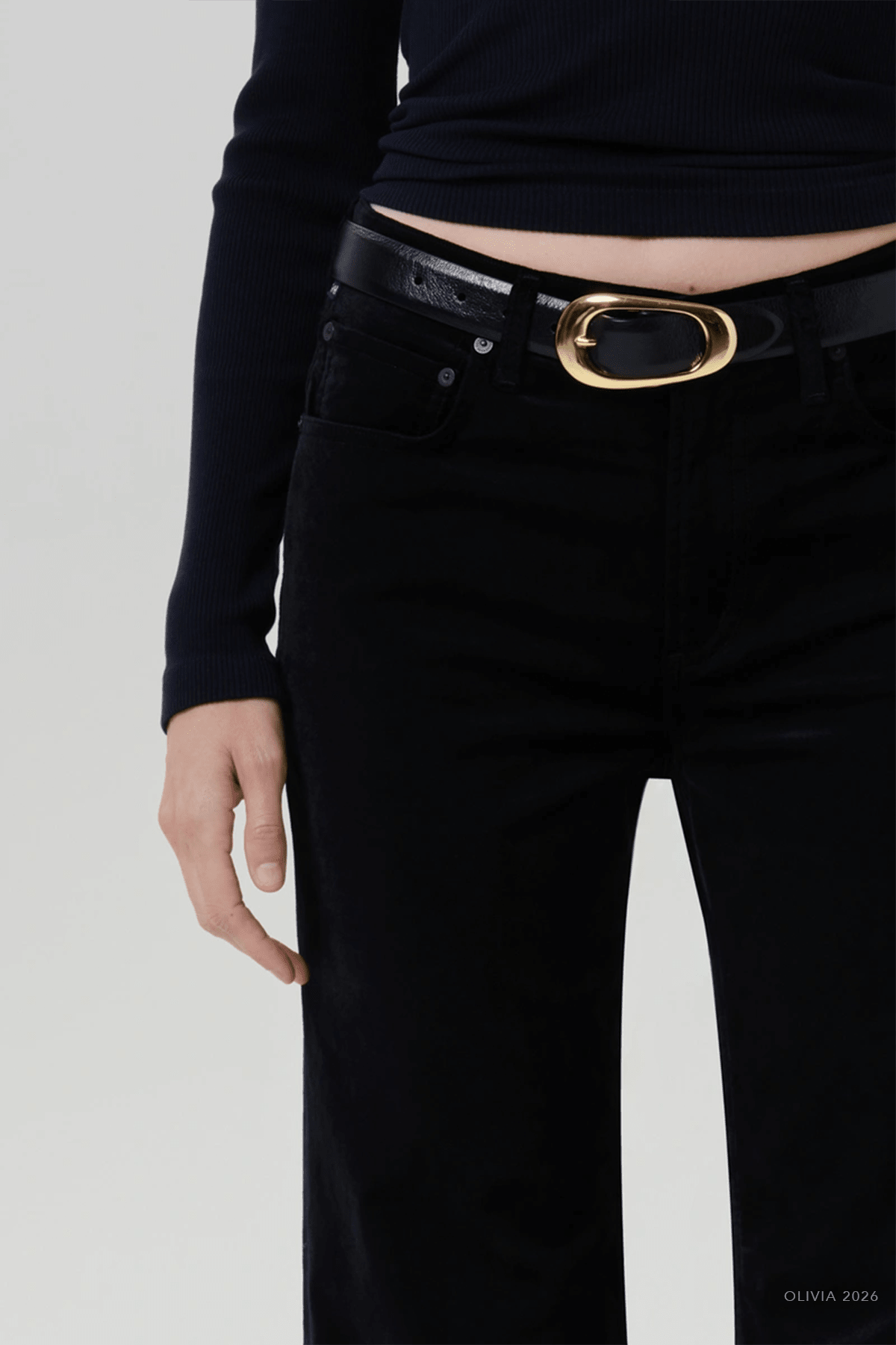 Kimberly 70's Flare Velvet in Onyx - shop-olivia.com