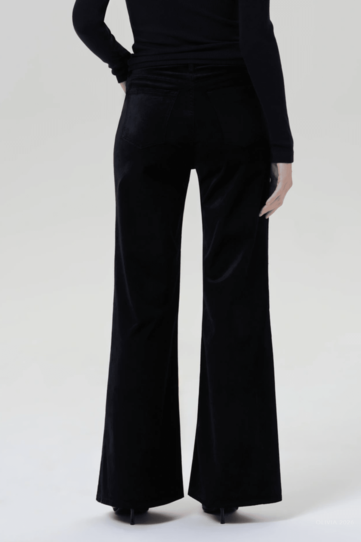 Kimberly 70's Flare Velvet in Onyx - shop-olivia.com