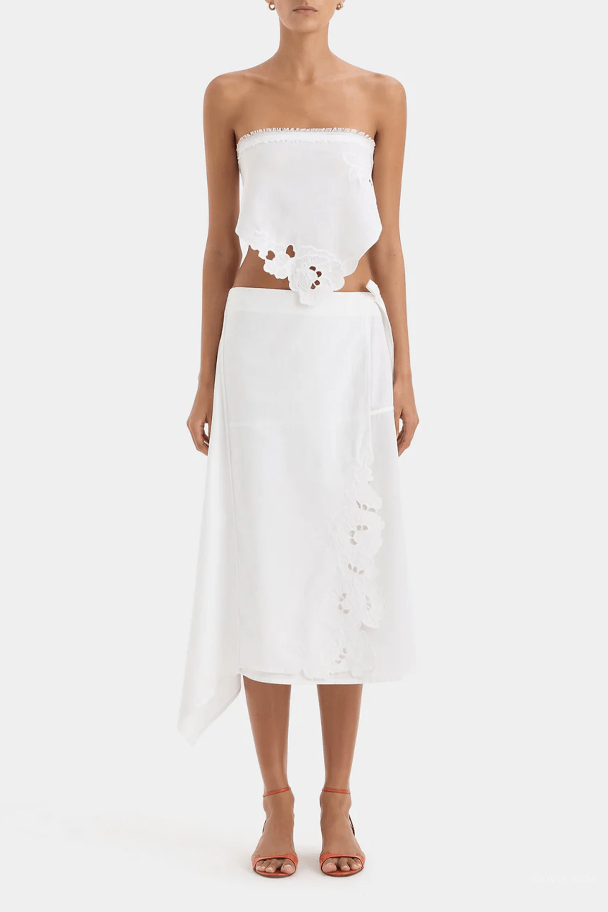 Klara Midi Skirt in Ivory - shop-olivia.com