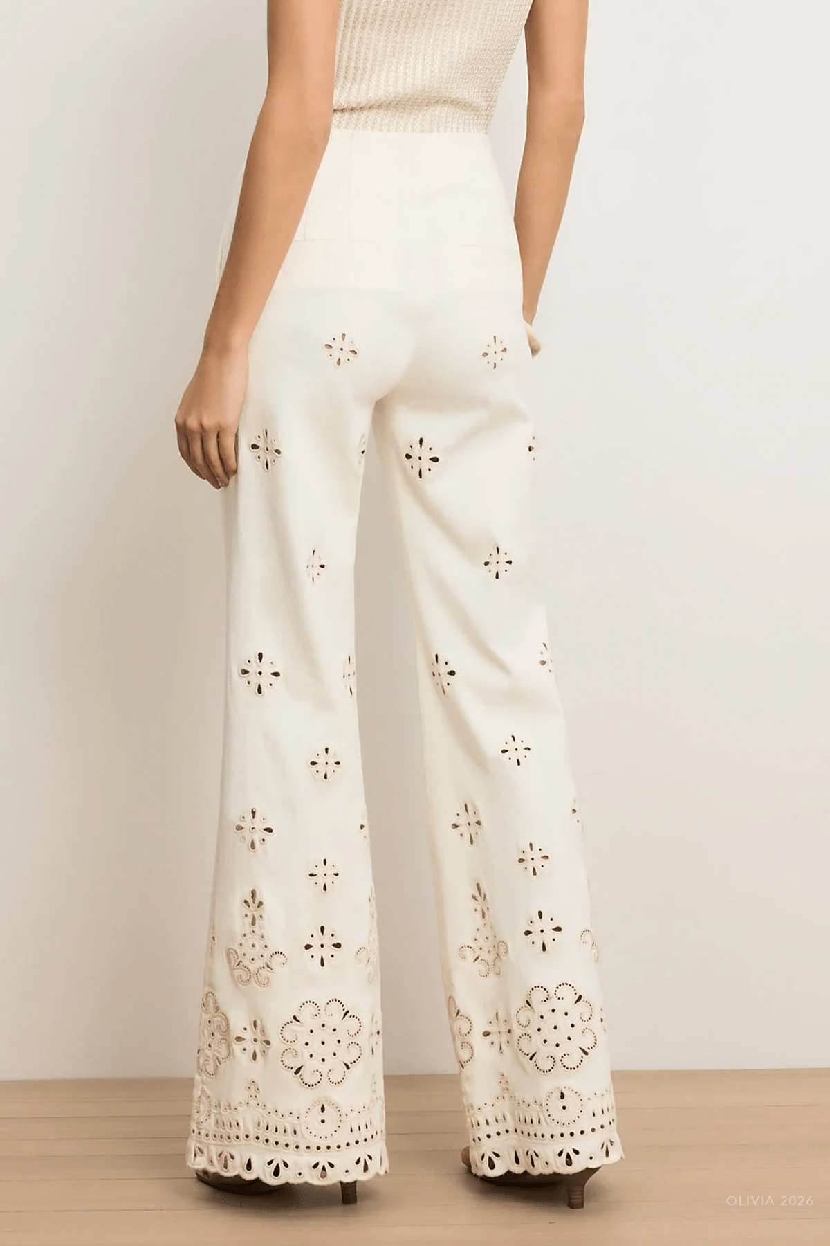 Komi Eyelet Pant in Dove White - shop - olivia.com