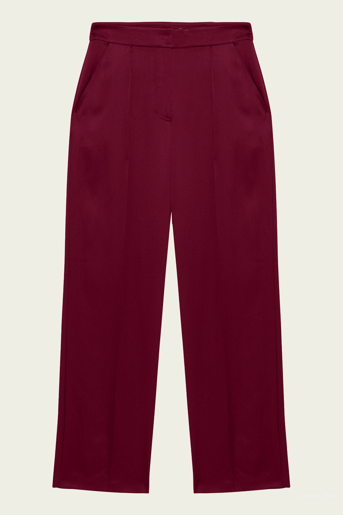 Kyra Satin Wide Leg Pant in Oxblood - shop - olivia.com