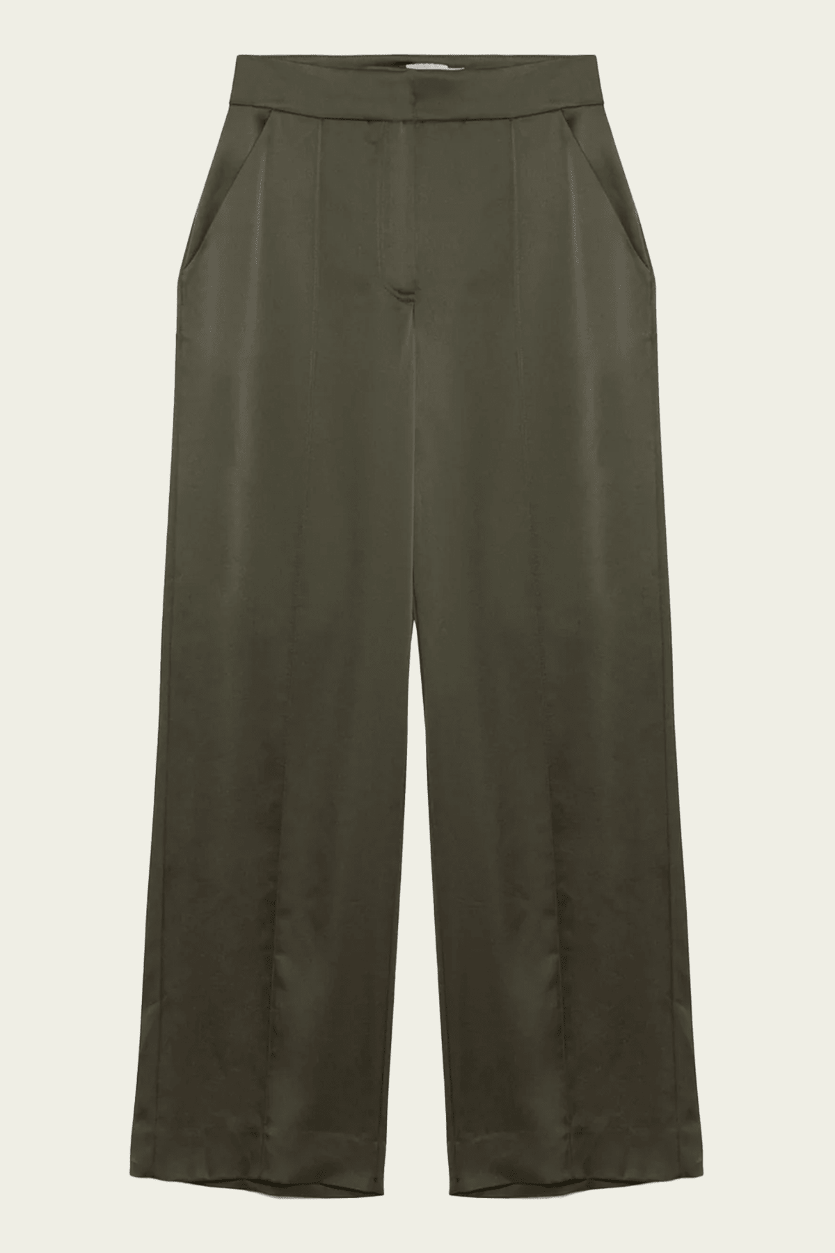 Kyra Wide Leg Satin Pant in Dark Olive - shop-olivia.com