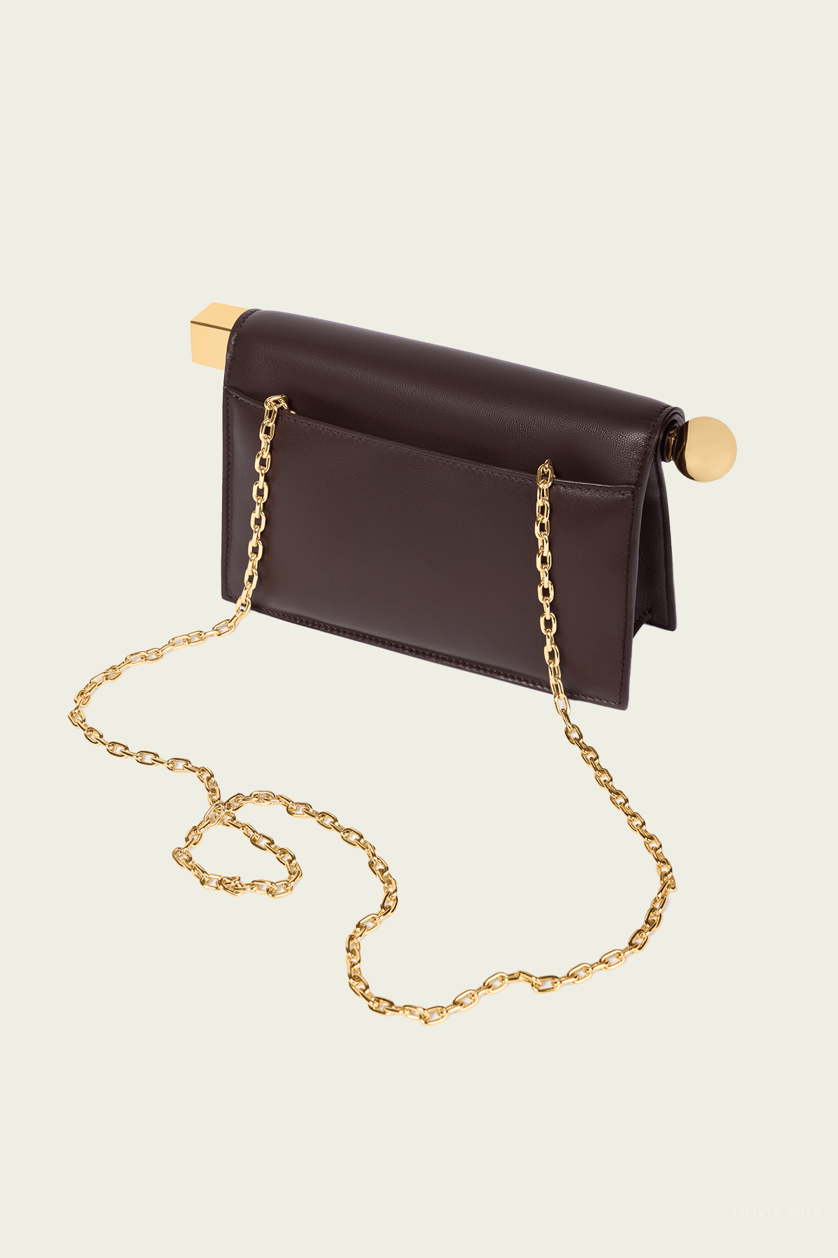 La Petite Pochette Rond Carre in Midnight Brown - shop - olivia.com