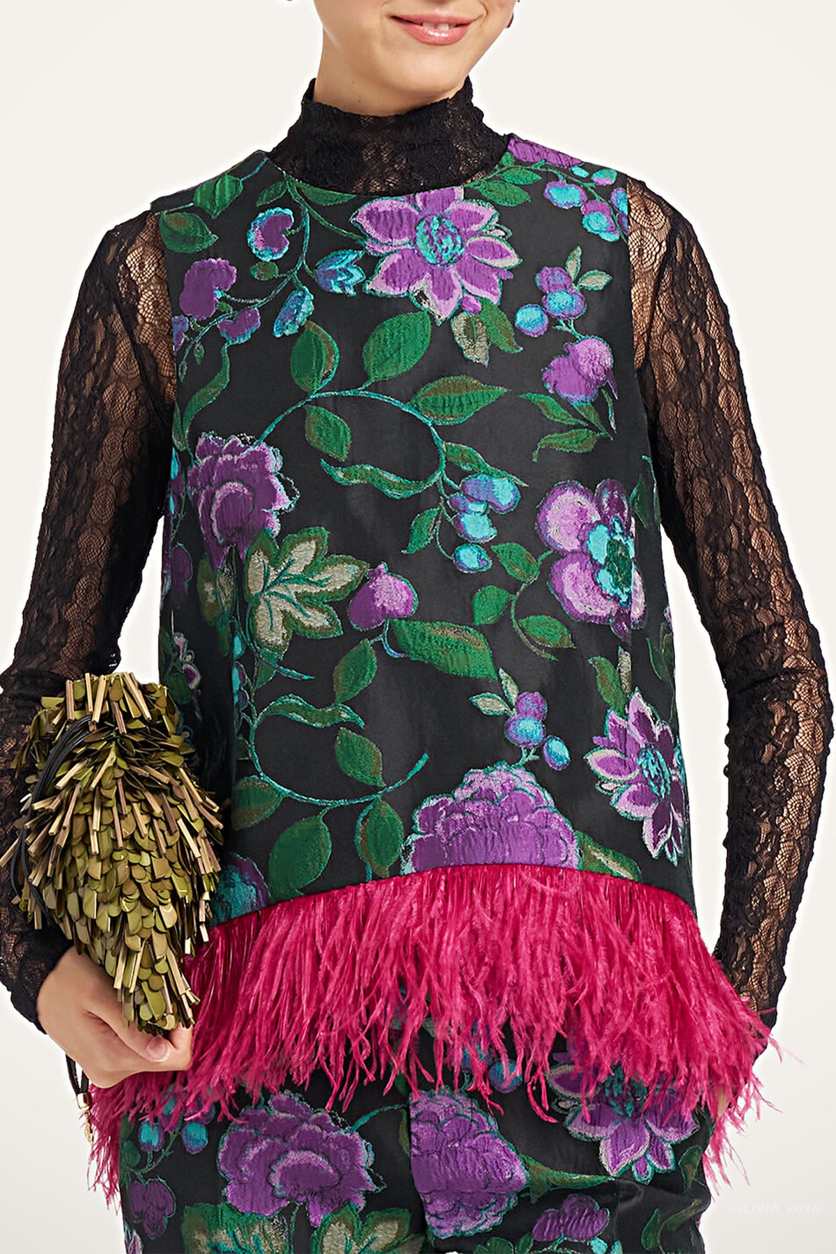 La Scala Top in Botanical Black - shop-olivia.com