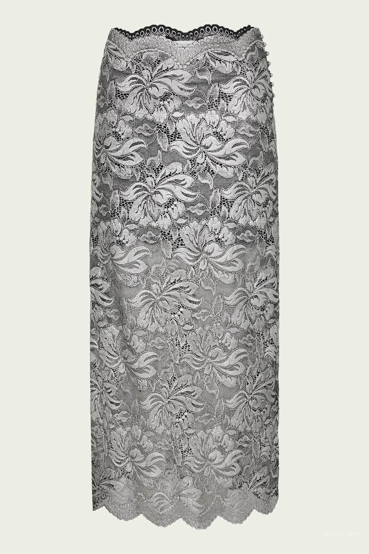 Lace Midi Skirt in Black Silver - shop - olivia.com