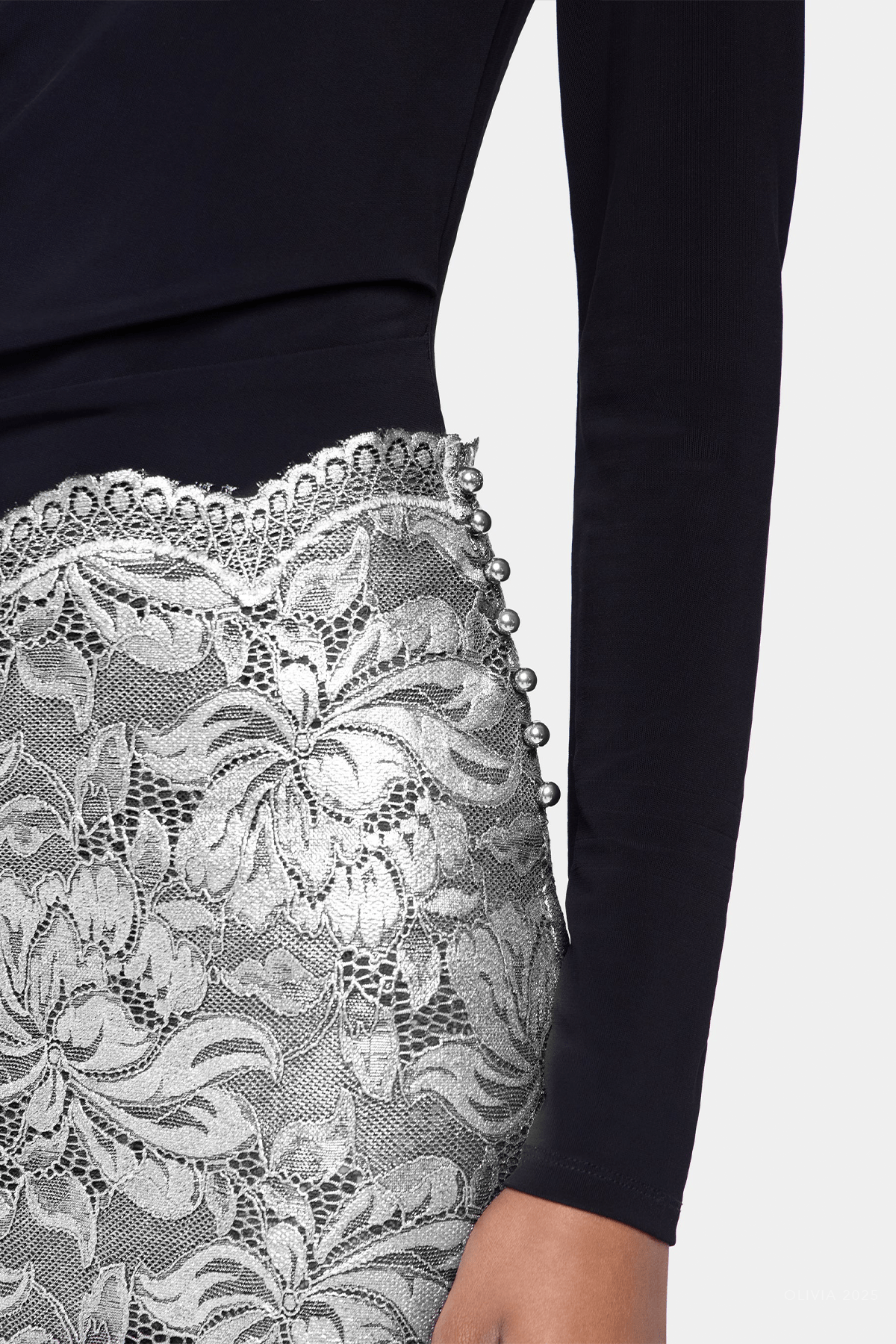 Lace Midi Skirt in Black Silver - shop - olivia.com