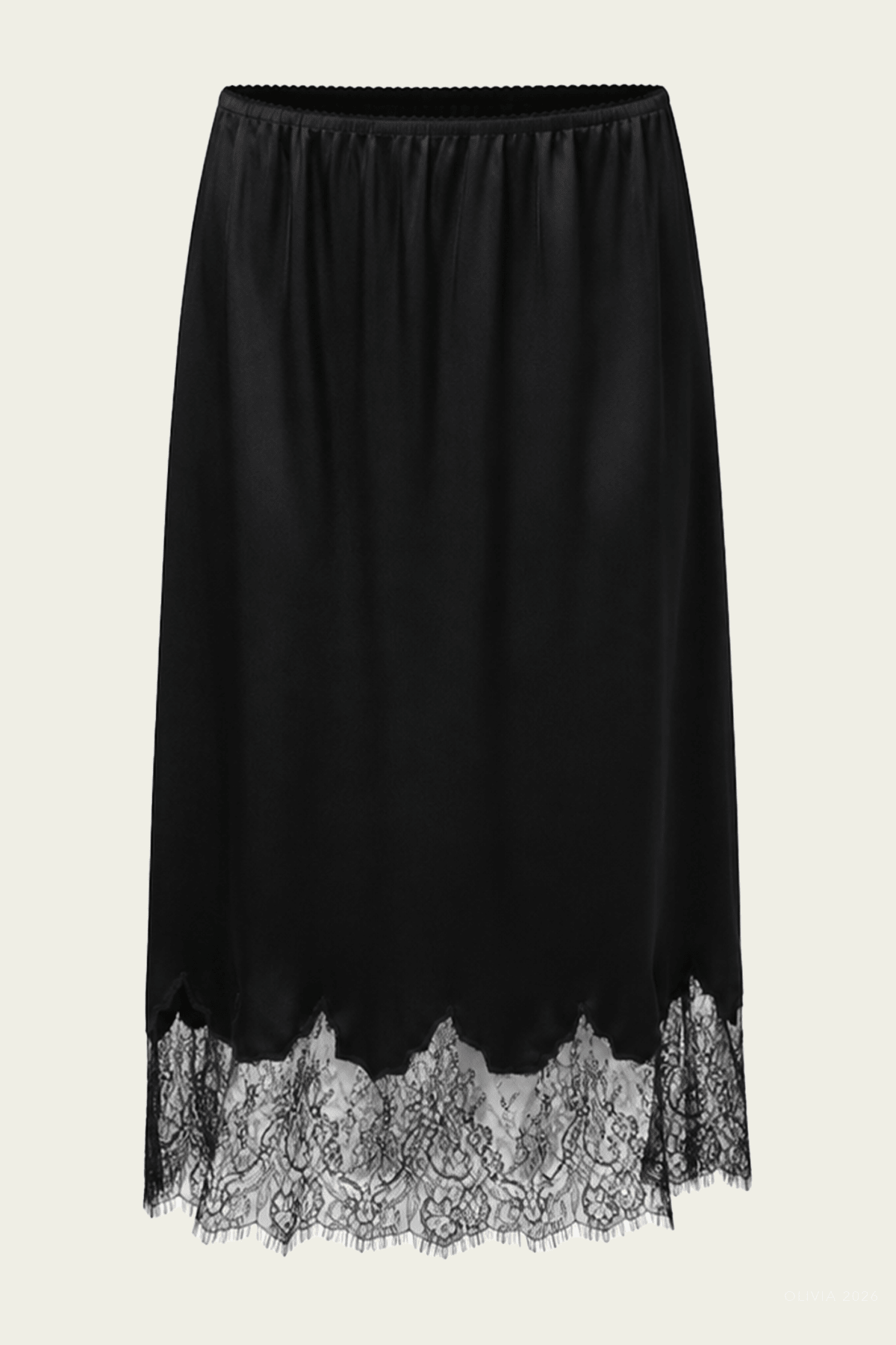 Lace Trimmed Skirt in Black - shop-olivia.com