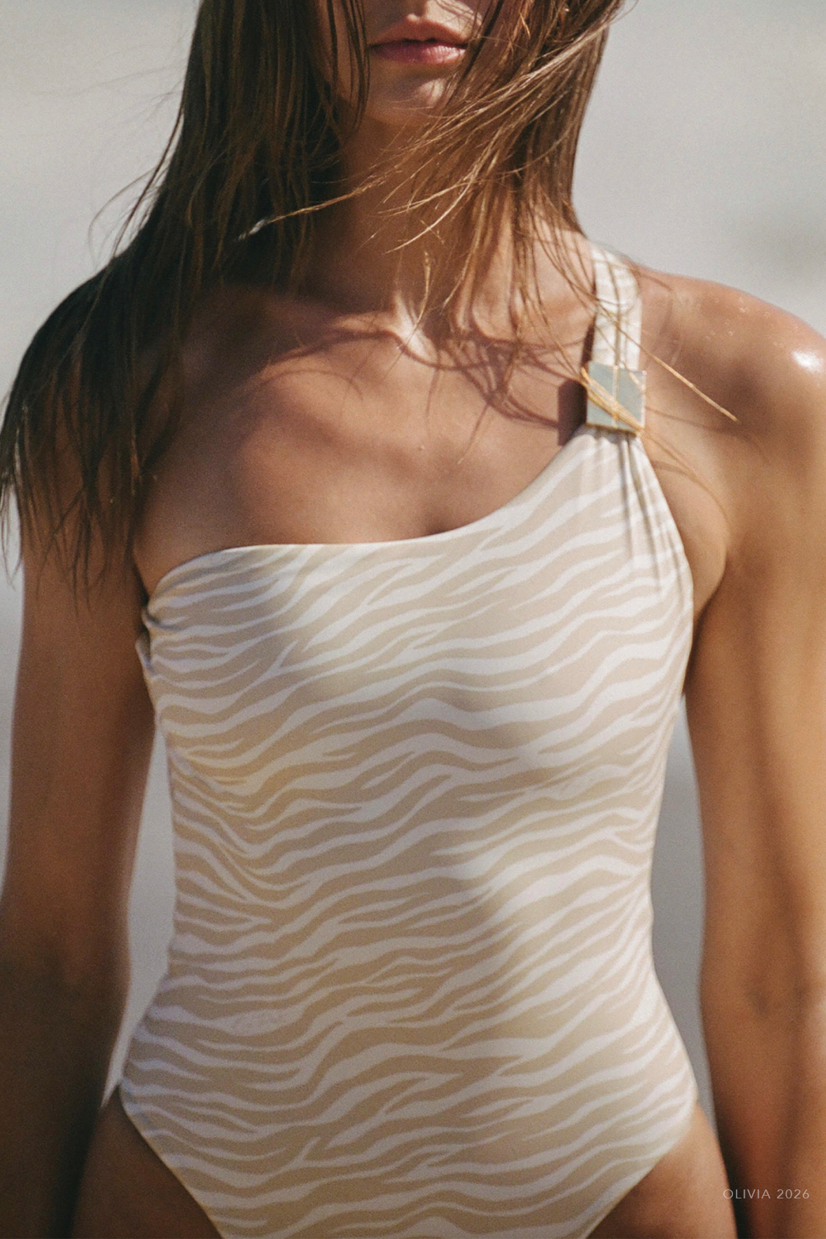 Halle One-Piece Swimsuit in Blonde Zebra