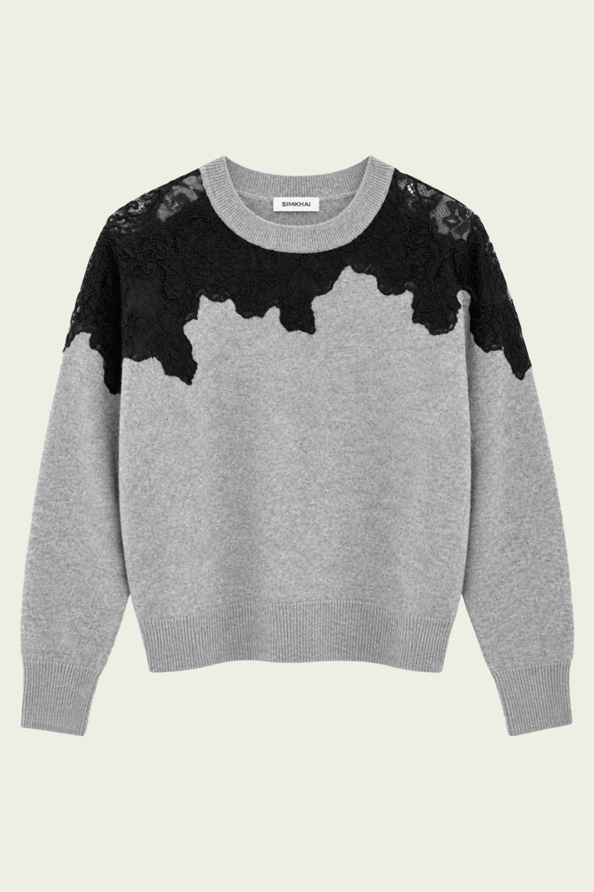 Larissa Crewneck Sweater in Grey Melange Black - shop-olivia.com