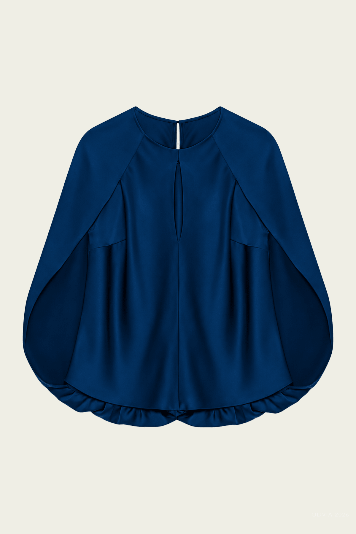 Lauren Satin Cape Top in Ink - shop-olivia.com