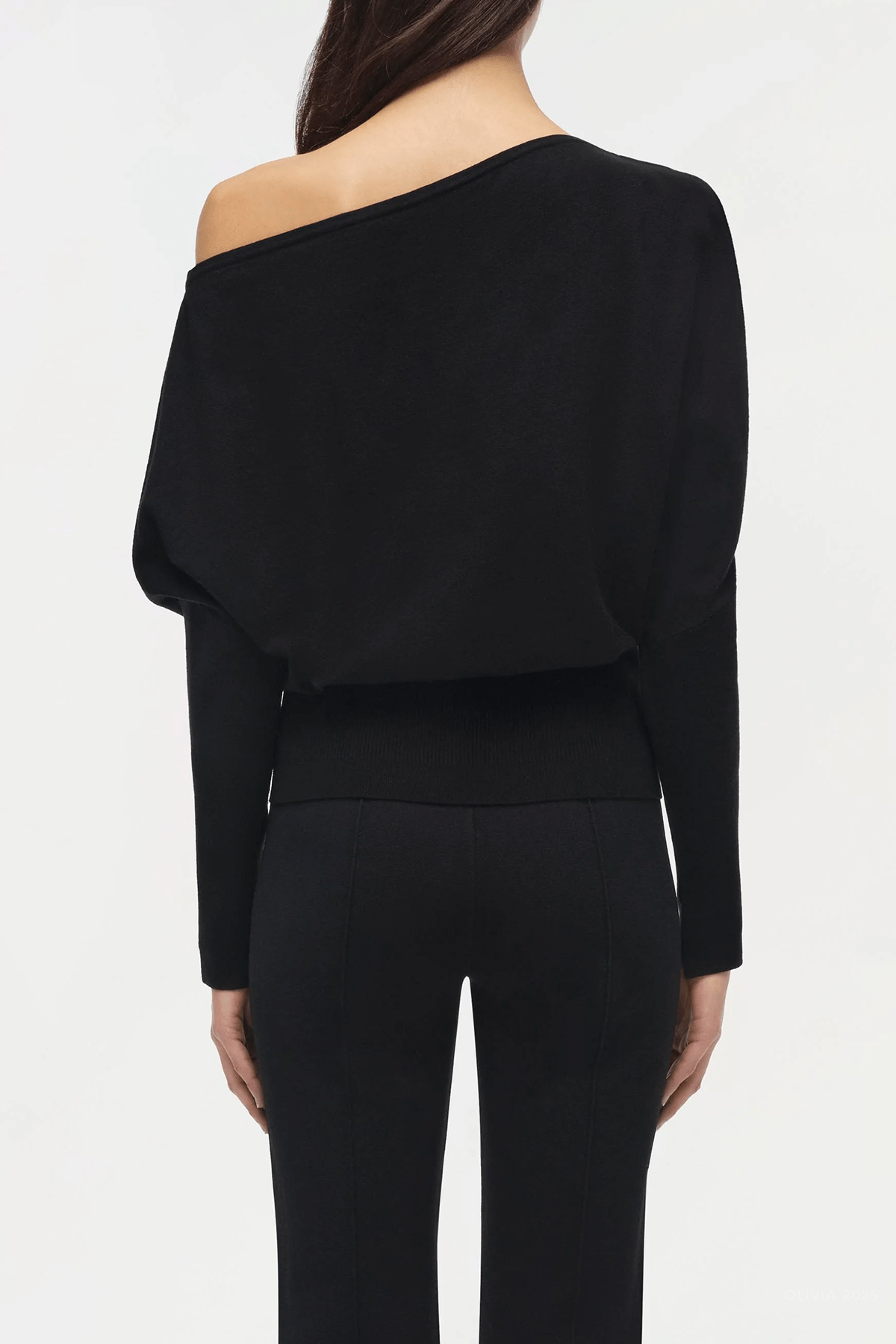 Lavina Draped Off - Shoulder Sweater in Black - shop - olivia.com