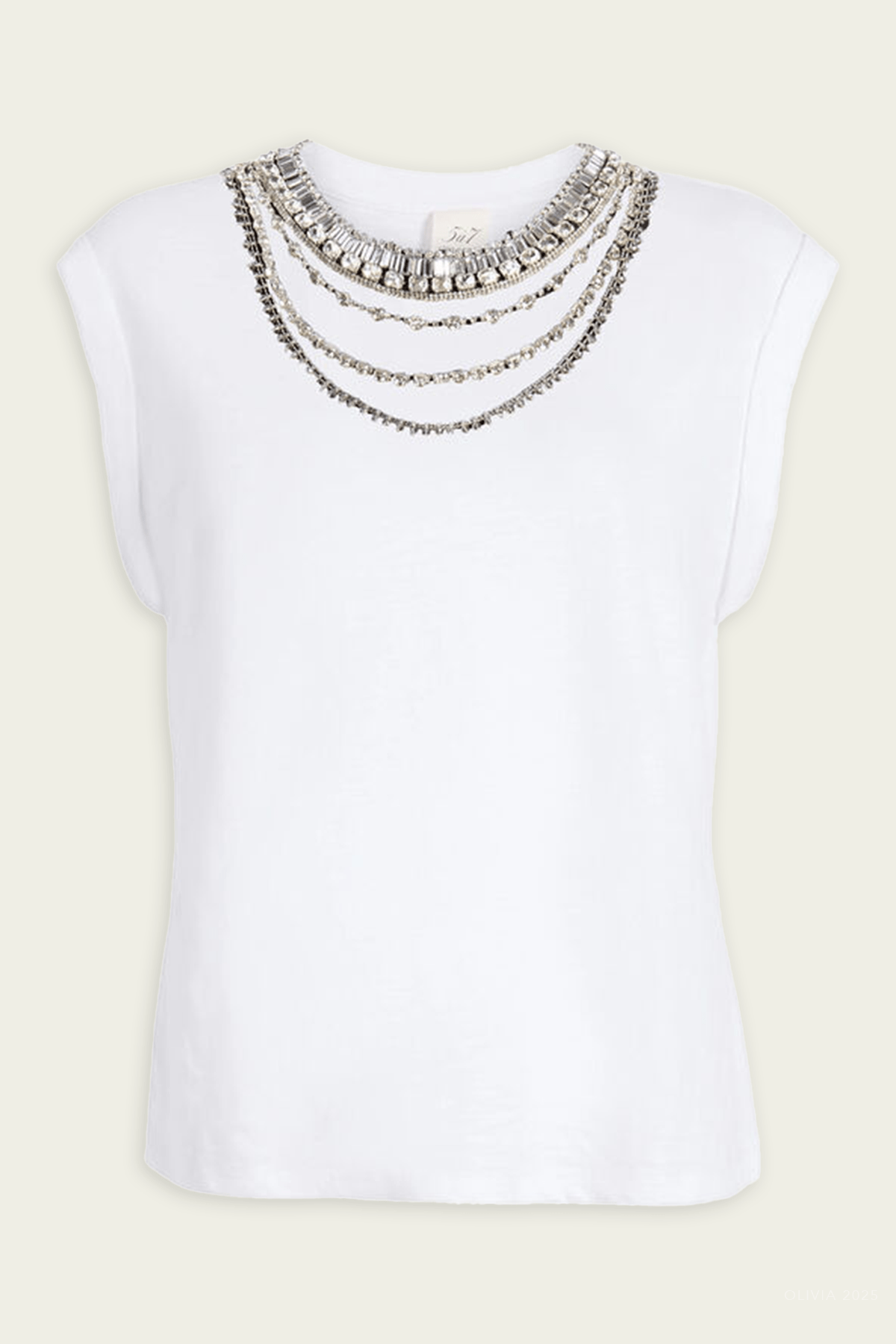Layered Necklace Bella Tee in White Gold Champion - shop - olivia.com