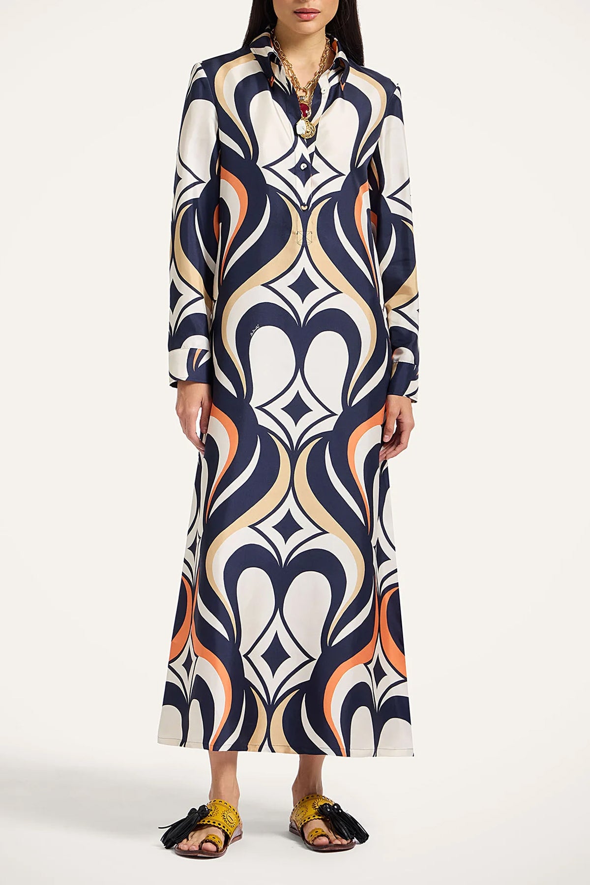 Chemise Swing Dress in Jive Macro White