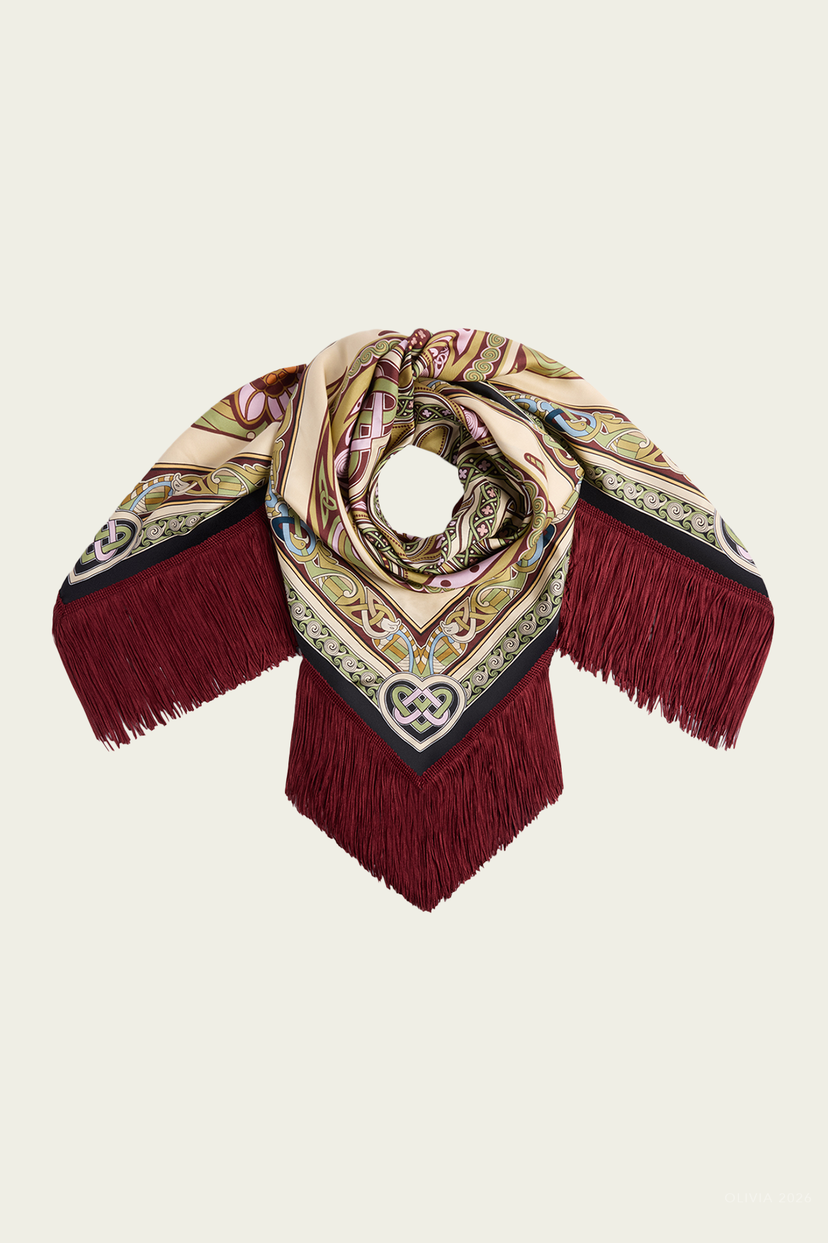 Reversible Fringe Foulard 90 in Kells Placee Light Green