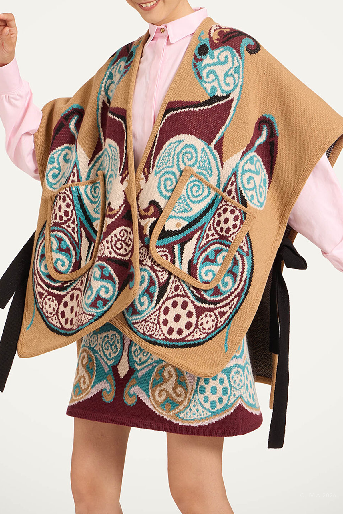 In My Power Knit Scarf Cape in Alchemy Light Blue