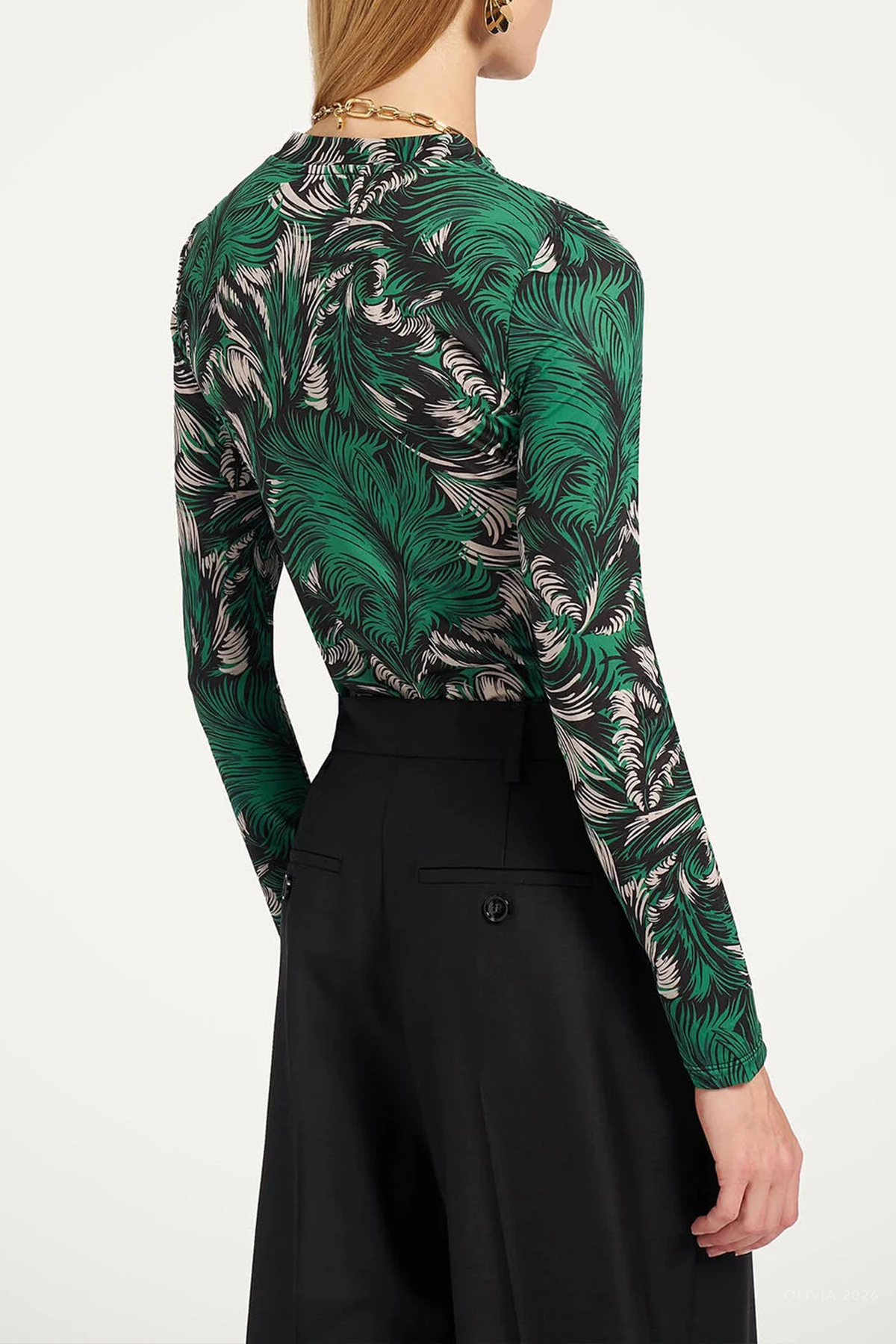 Crew Top in Quill Green
