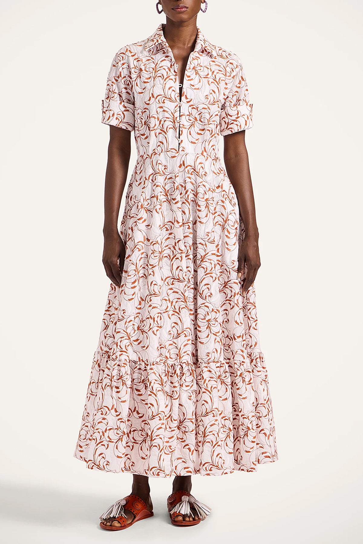 San Pietro Dress in Fern White