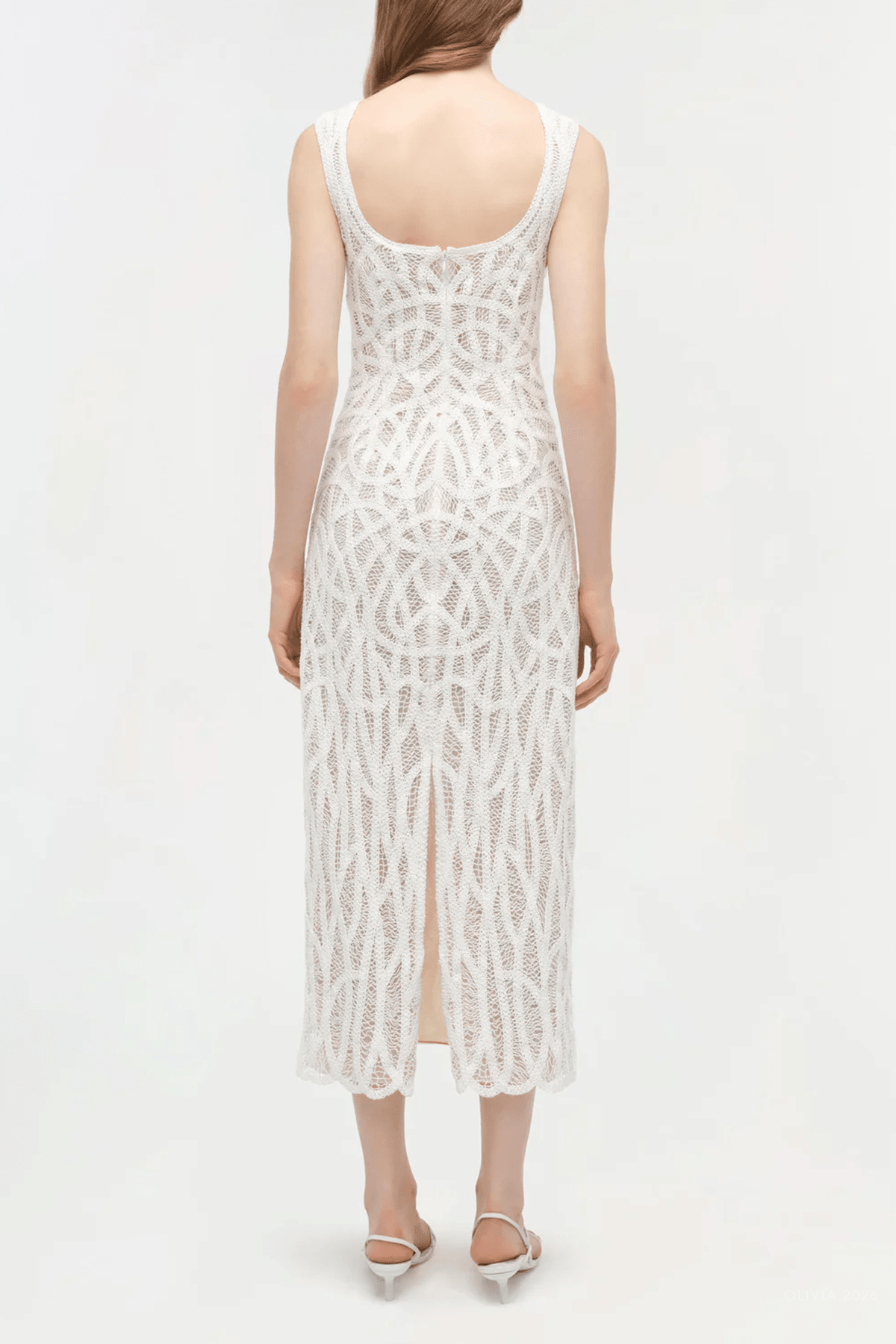 Leonora Macrame Midi Dress in White - shop - olivia.com