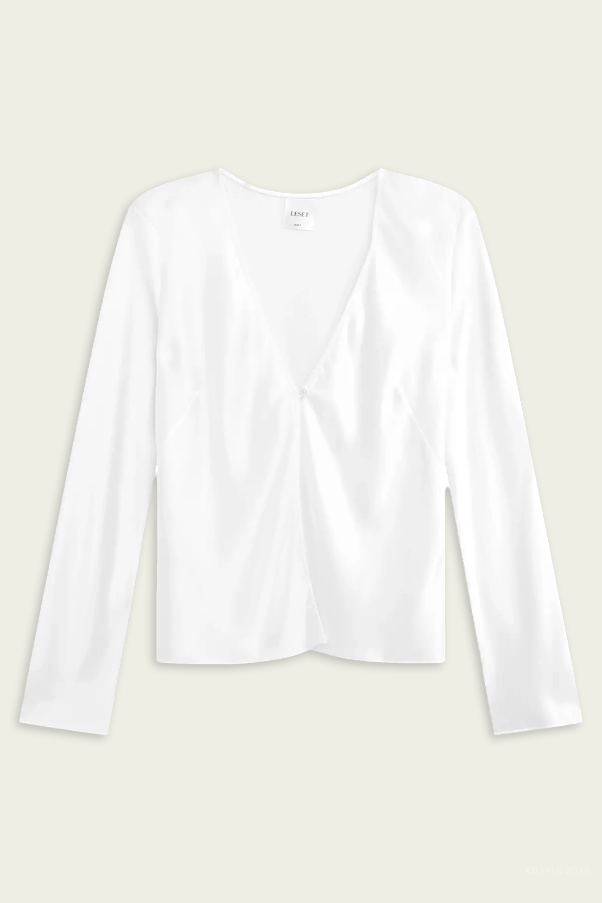 Barb Button Long Sleeve Top in Optic White