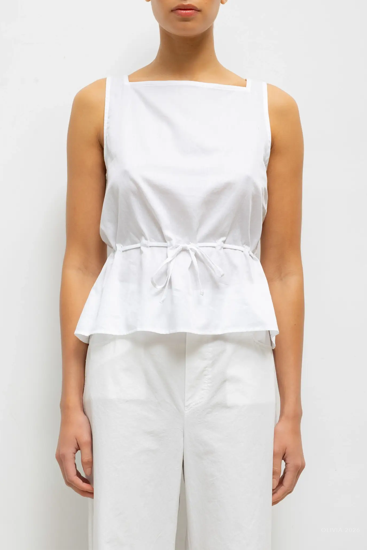 Yoko Drawstring Tank in White