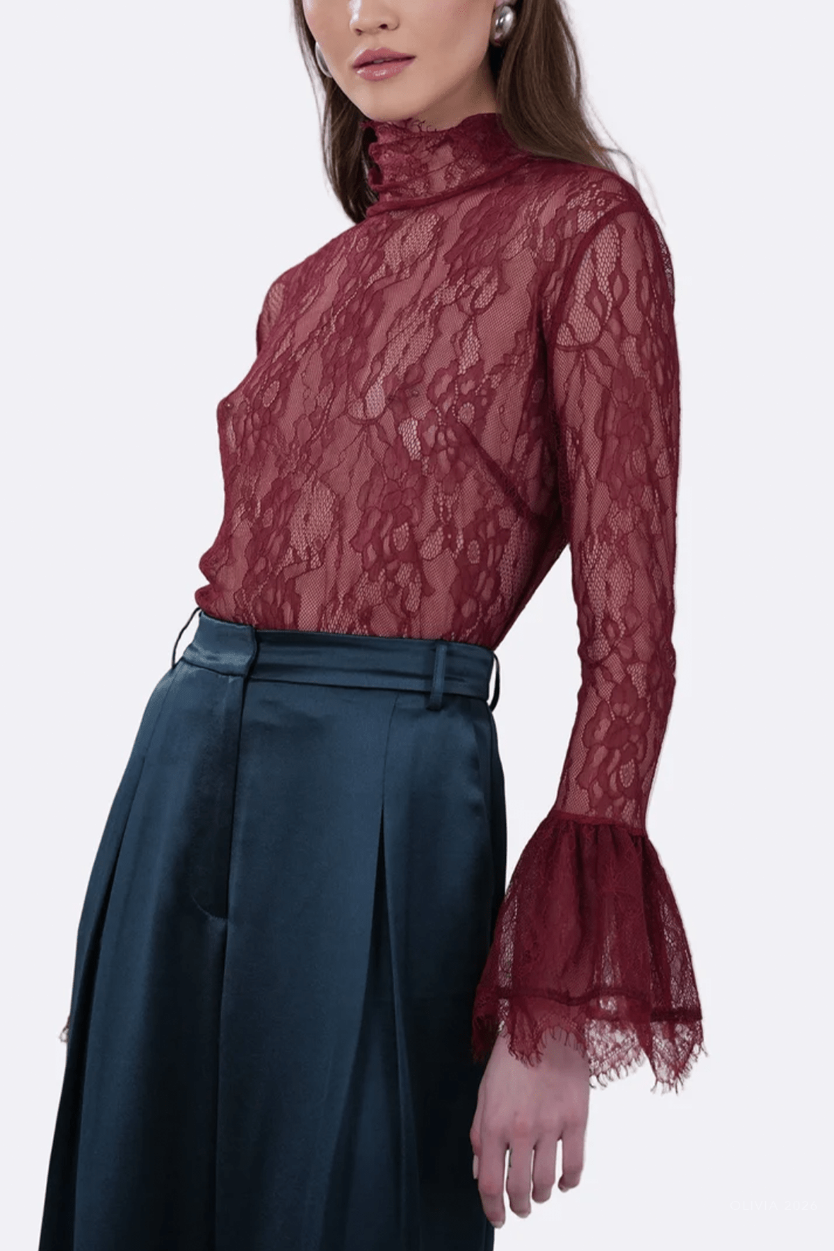 Letty Lace Top in Ruby - shop-olivia.com