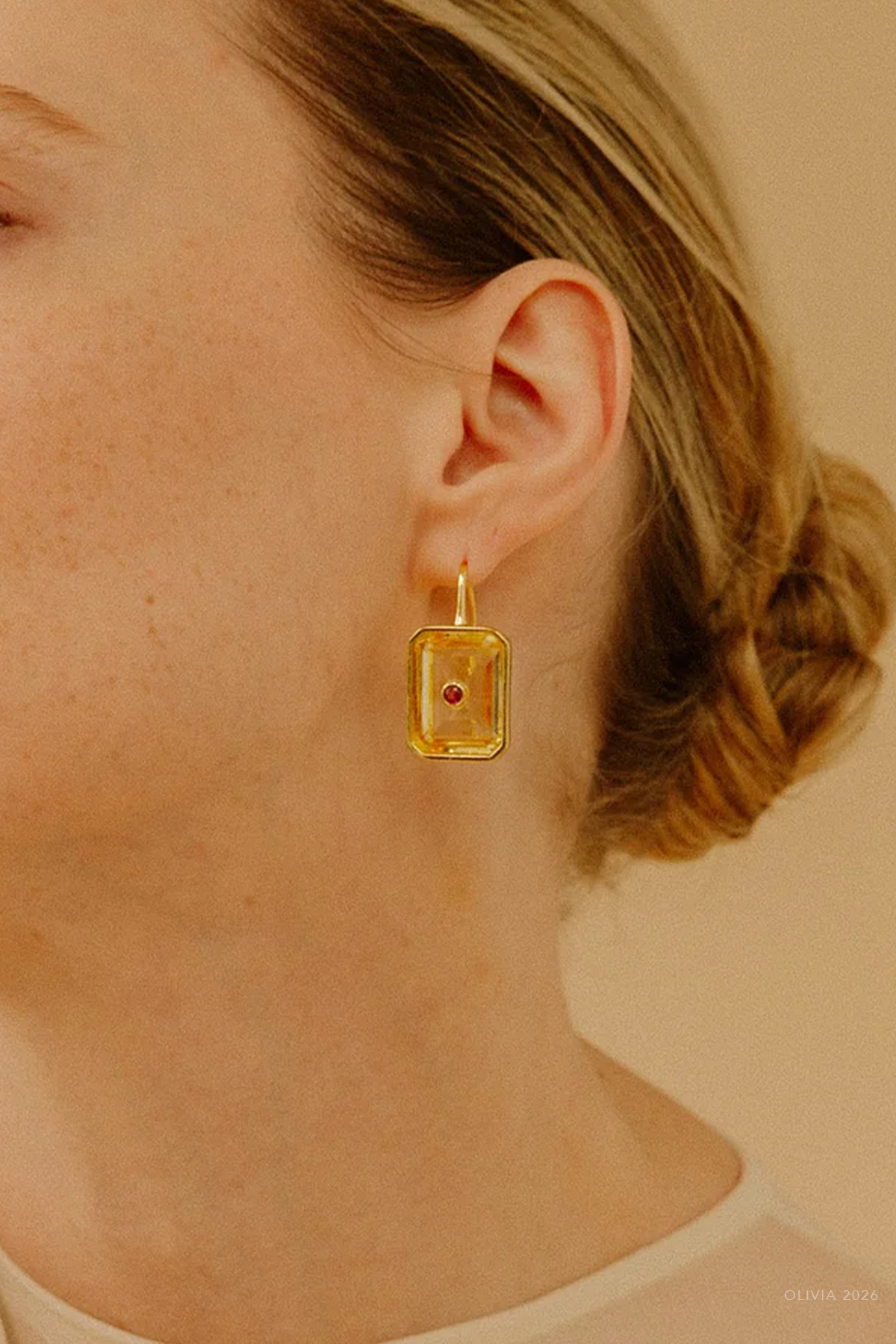 Tile Earrings in Citrine