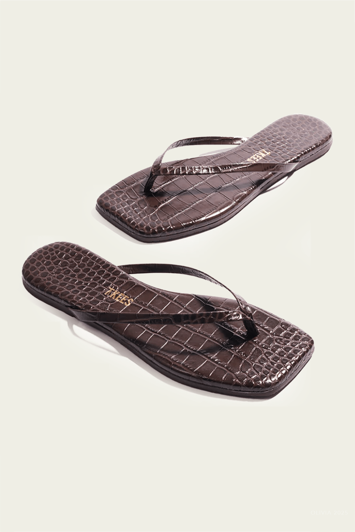 Lily Square Toe Croc Flip Flops in Carob - shop - olivia.com