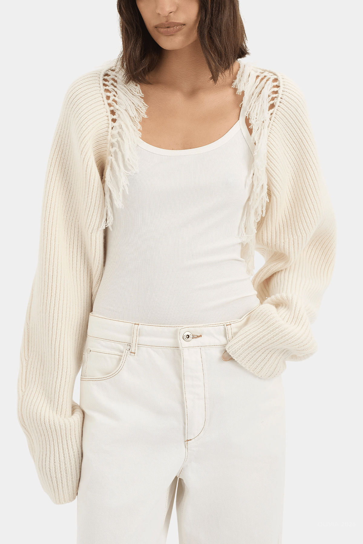 Livae Knitted Bolero in Ivory - shop-olivia.com