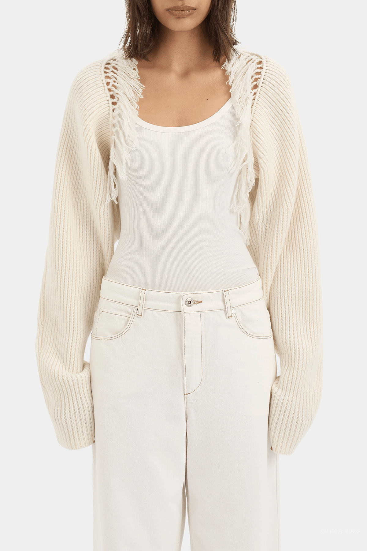 Livae Knitted Bolero in Ivory - shop-olivia.com