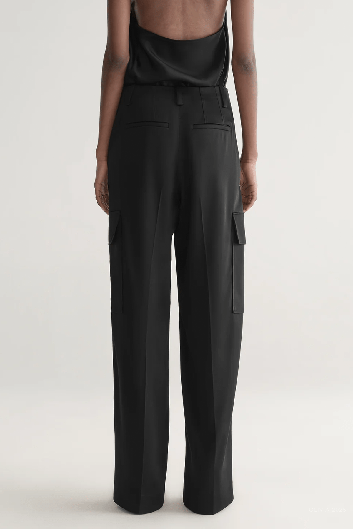 Logan Satin Cargo Pant in Black - shop - olivia.com